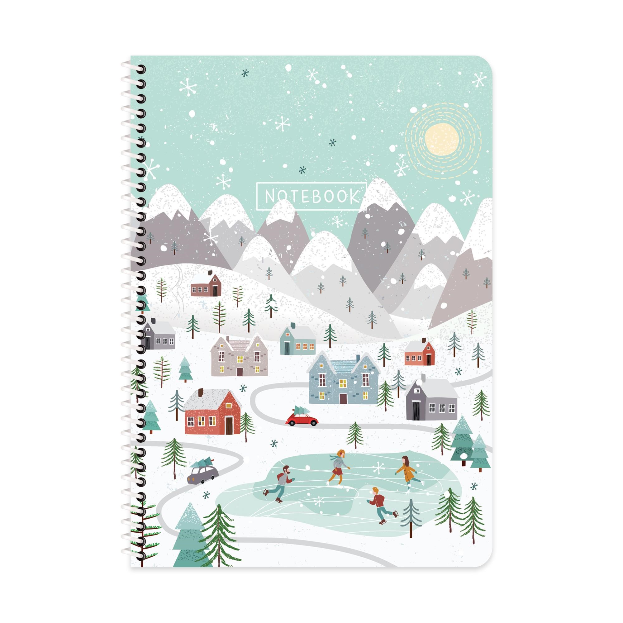 A4 Spiralli Karton Kapak Çizgili Mevsimler Defter - Kış