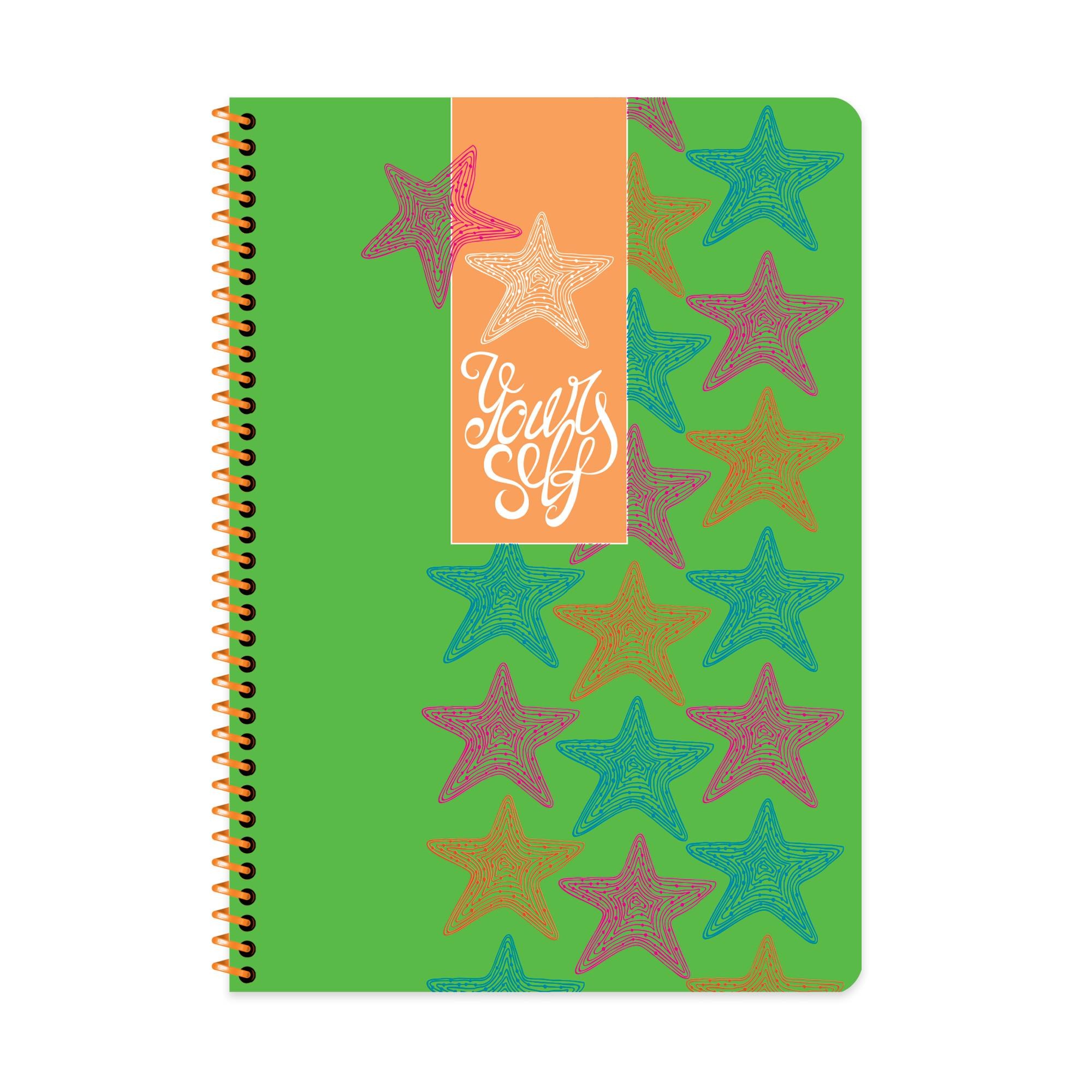 A4 Spiralli Karton Kapak Çizgili Neon Defter- Yeşil