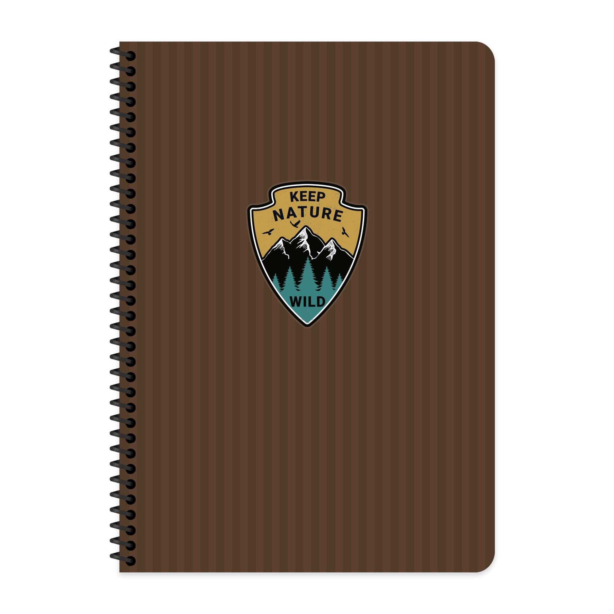 A4 Spiralli Karton Kapak Çizgili Outdoor Defter - Kahverengi