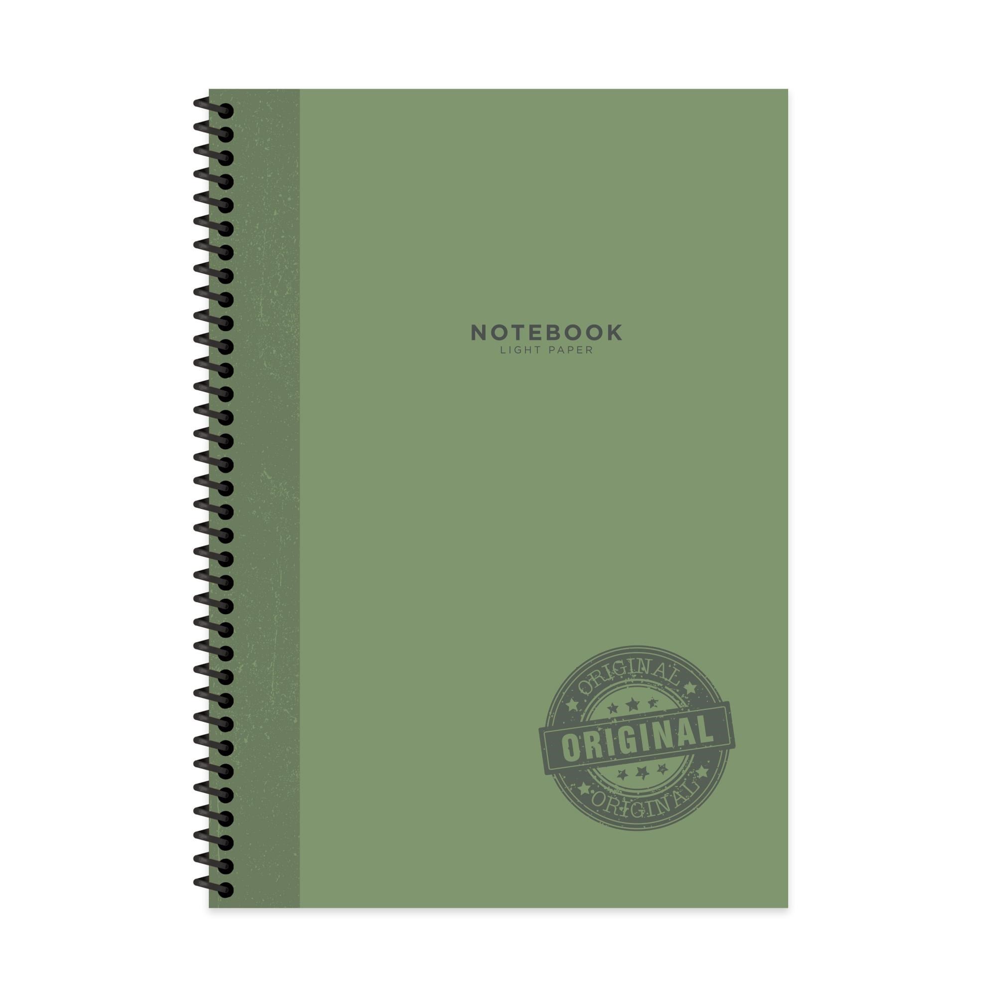 A4 Spiralli Karton Kapak Çizgili Stamp Defter - Yeşil