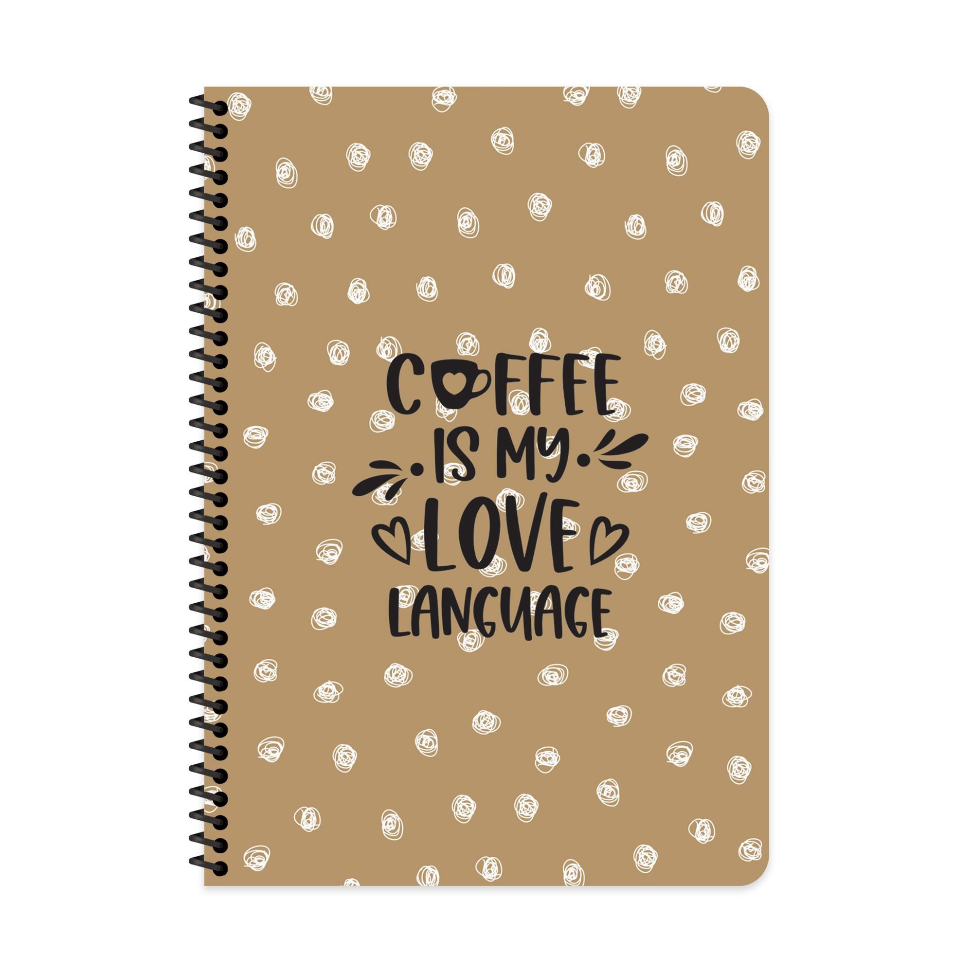 A4 Spiralli Karton Kapak Kareli Kahve Defter - Love