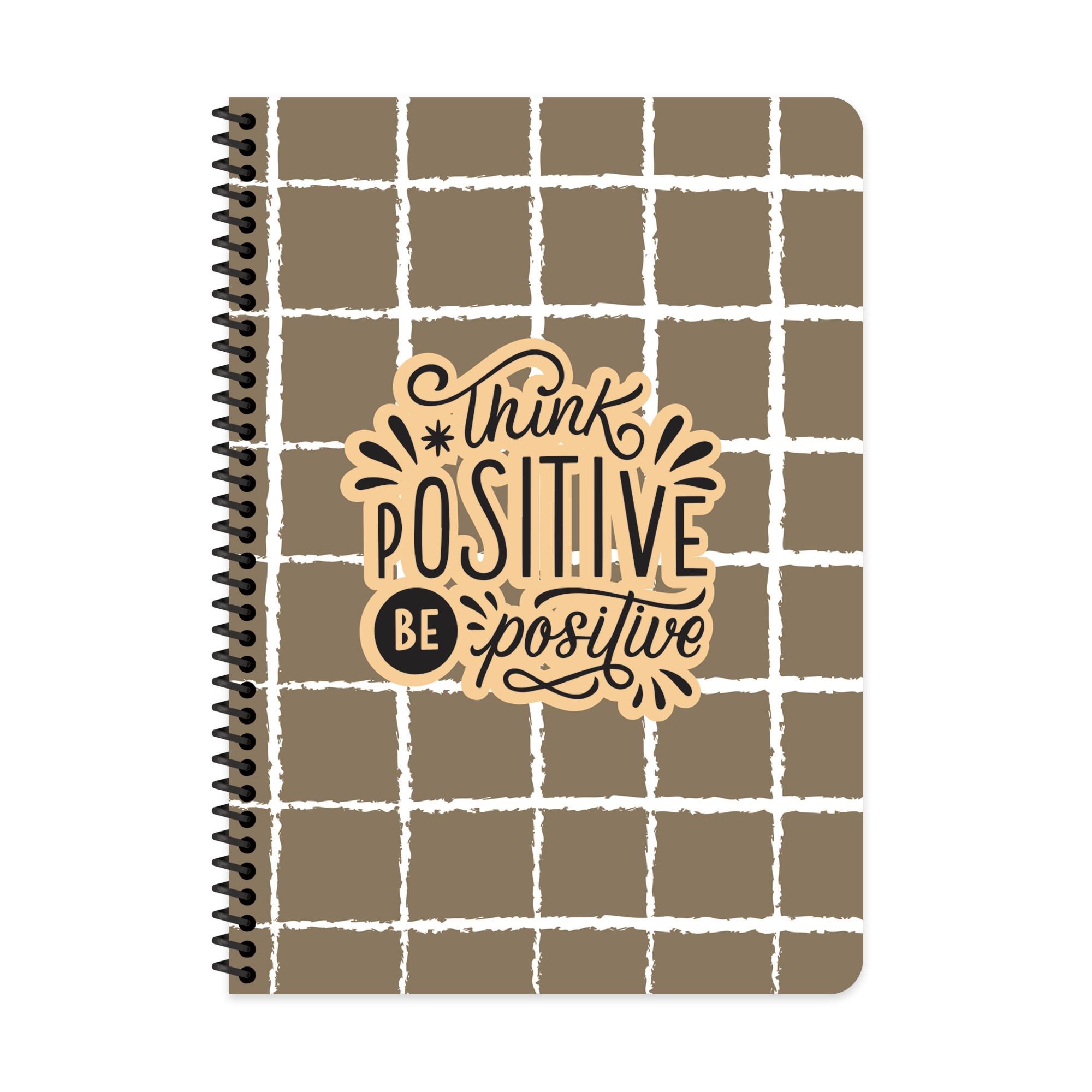 A4 Spiralli Karton Kapak Kareli Kahve Defter - Positive