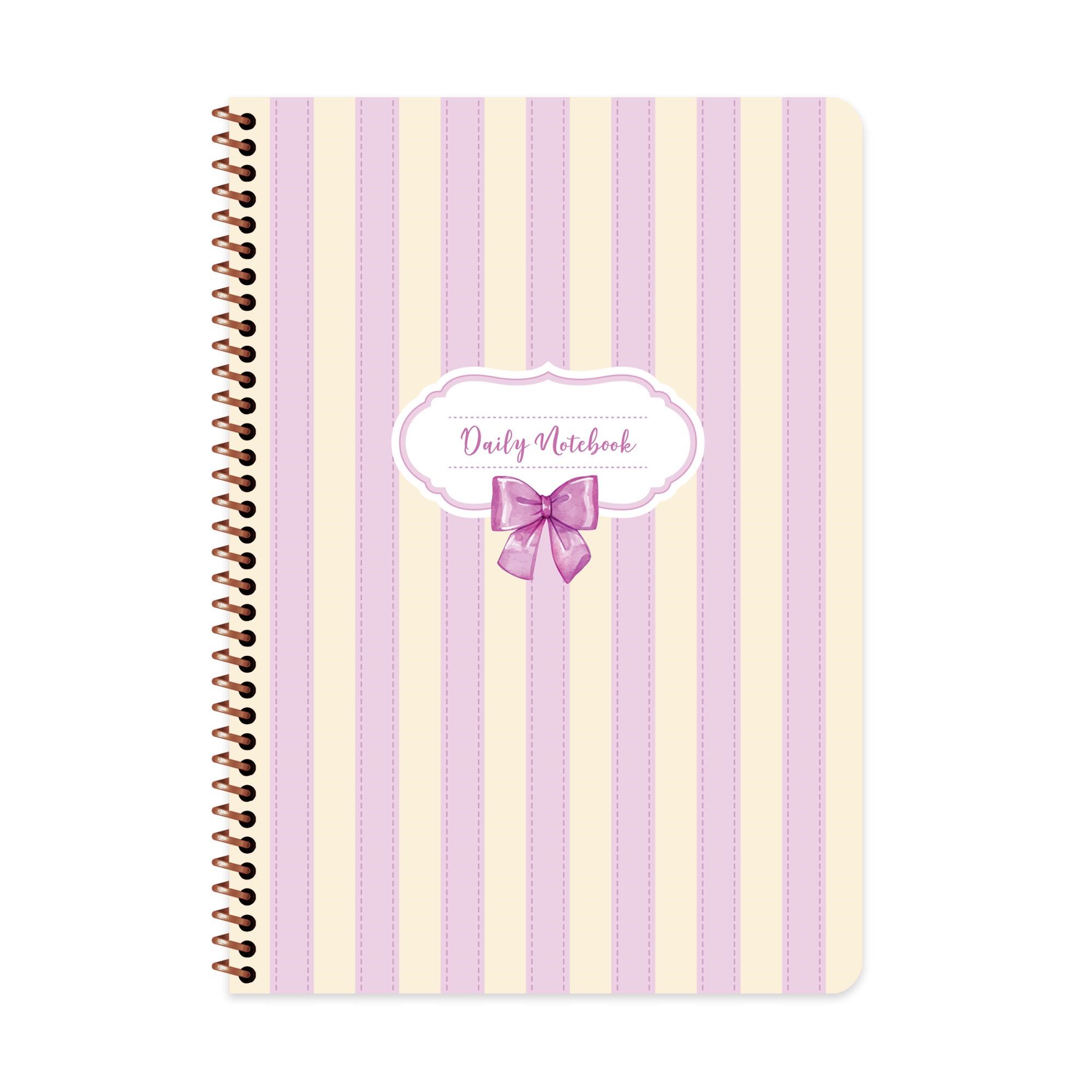 A4 Spiralli Karton Kapak Kareli Kurdele Defter - Mor Kurdele