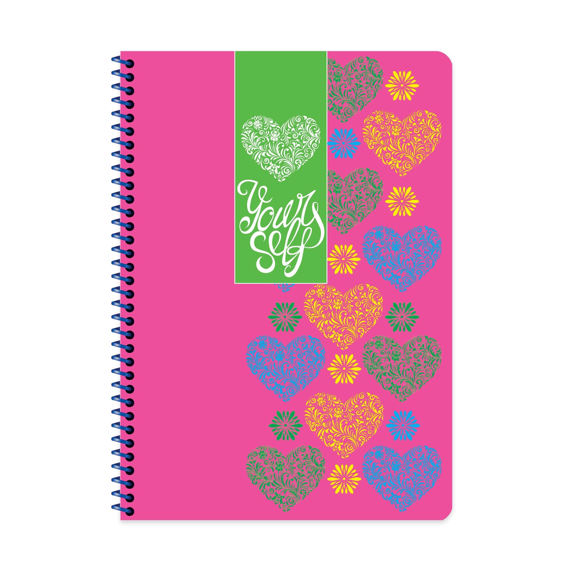 A4 Spiralli Karton Kapak Kareli Neon Defter - Pembe