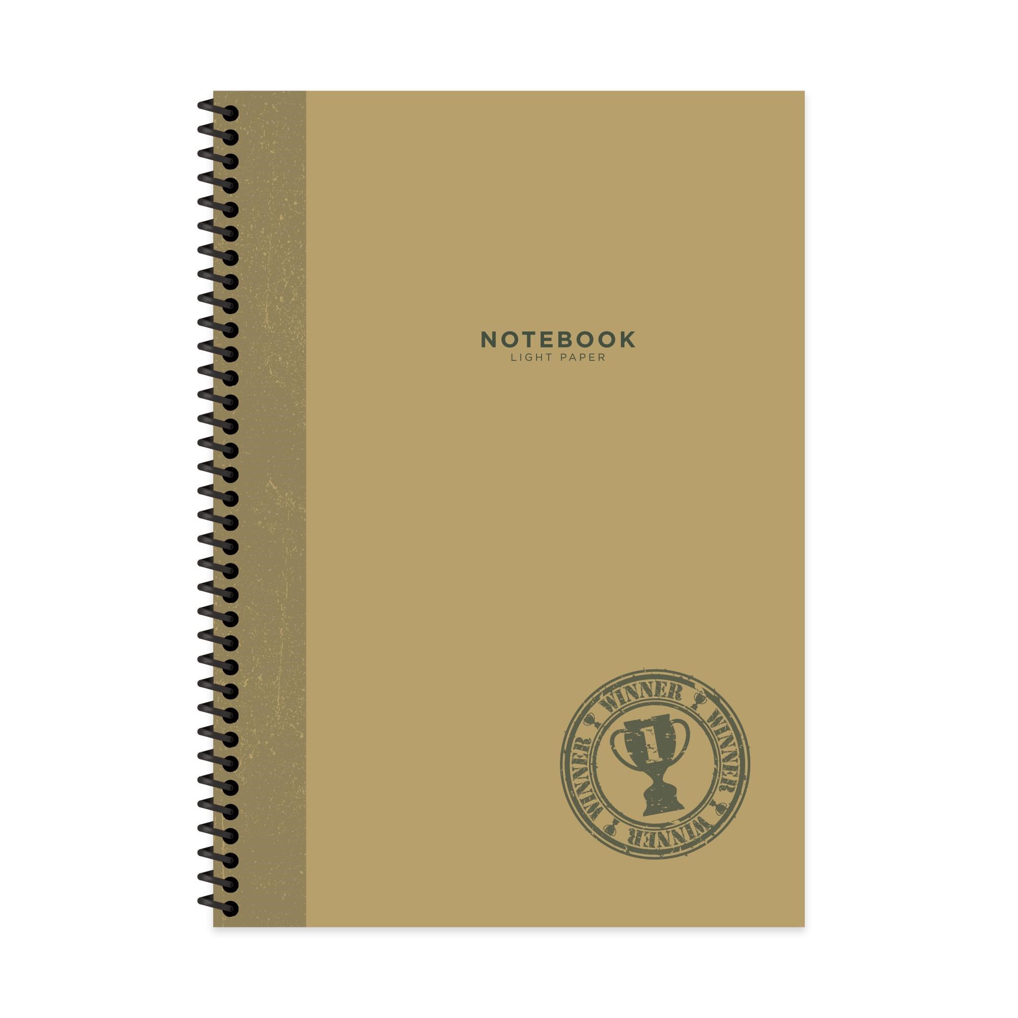 A4 Spiralli Karton Kapak Kareli Stamp Defter - Kahverengi