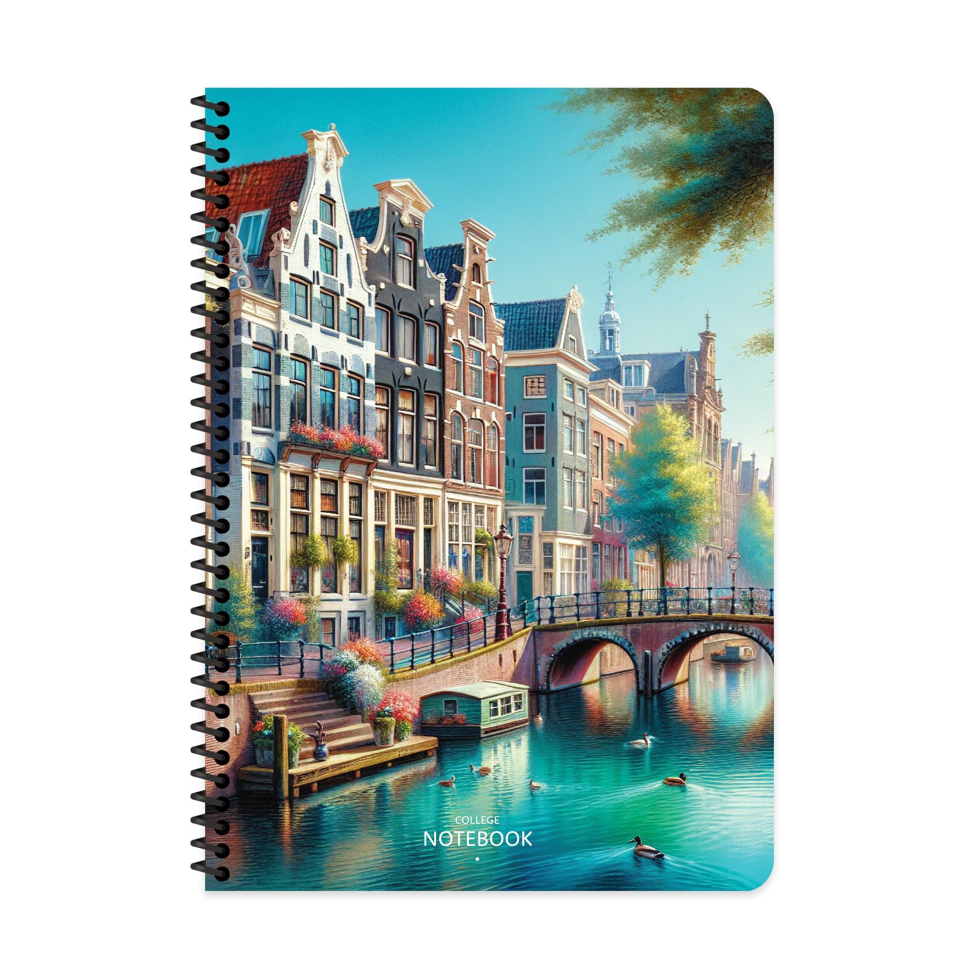 A4 Spiralli PP Kapak Çizgili City Defter - Amsterdam