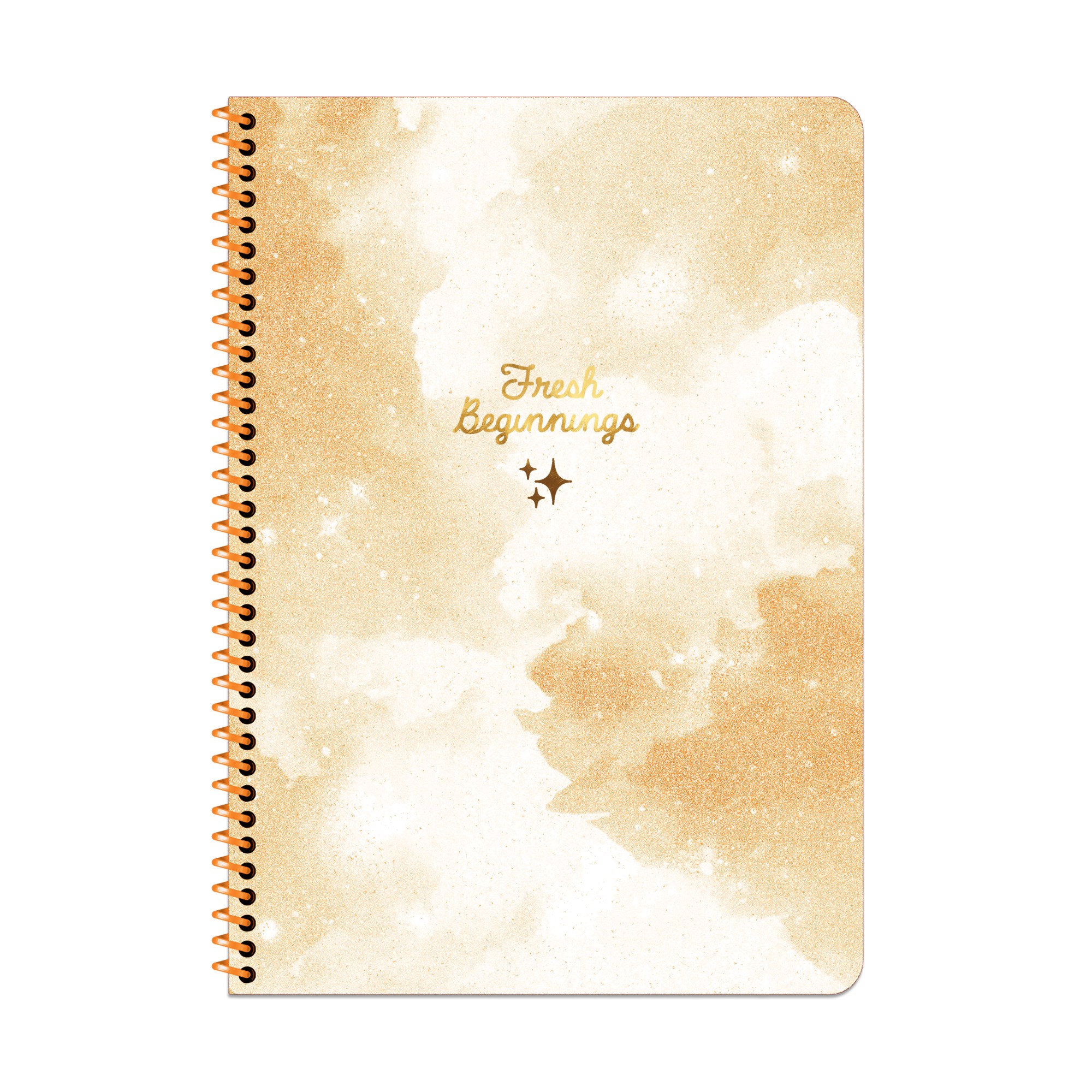 A4 Spiralli PP Kapak Çizgili Sky Glitter Defter - Turuncu