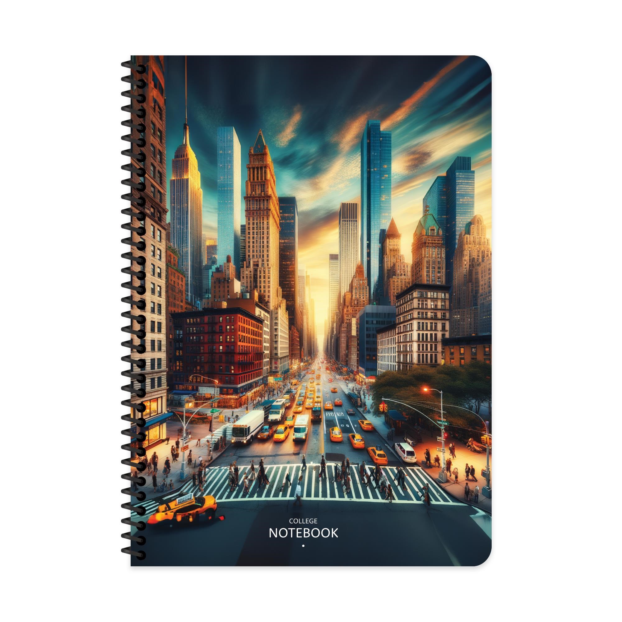A4 Spiralli PP Kapak Kareli City Defter - New York