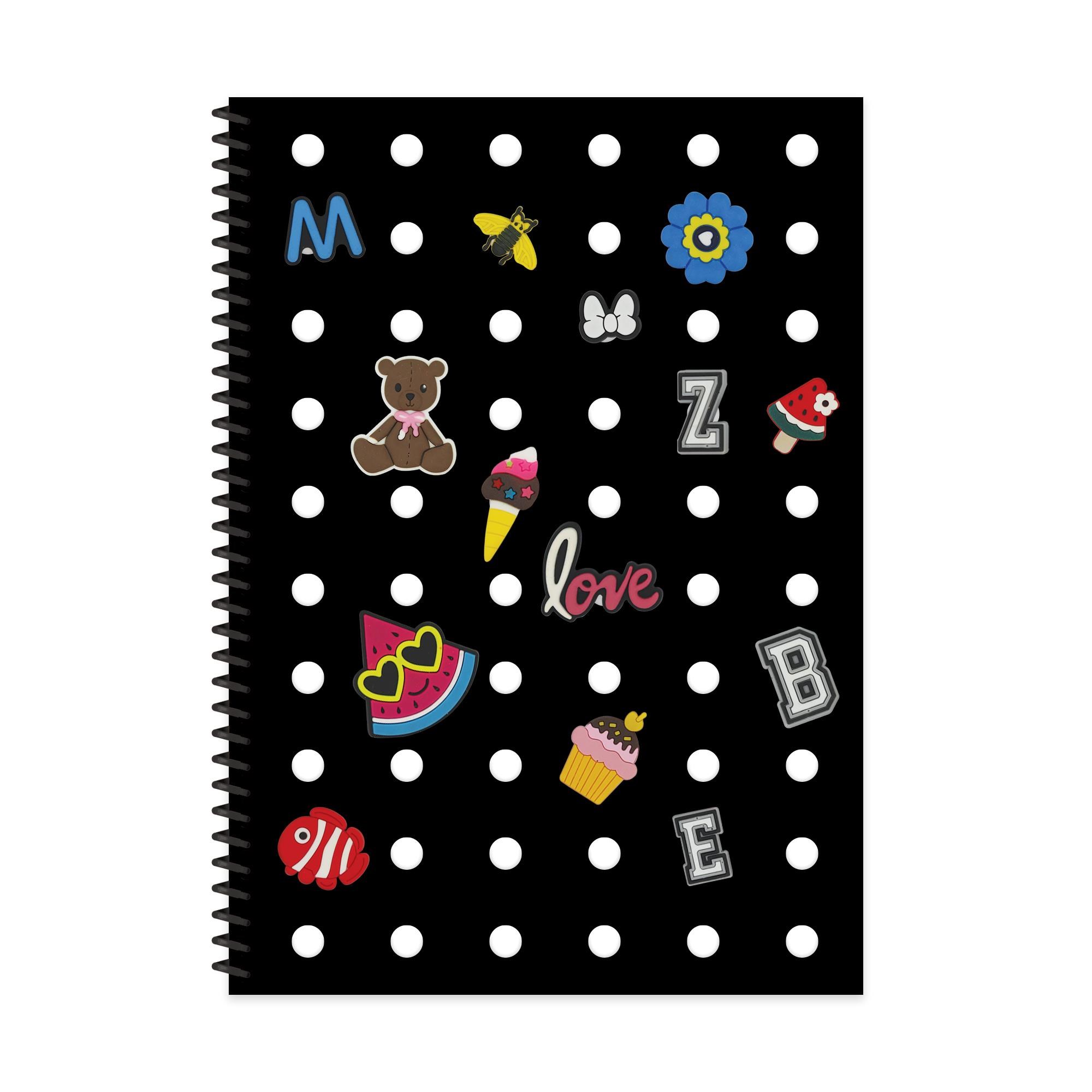 A4 Spiralli PP Kapak Kareli Fun Defter - Siyah