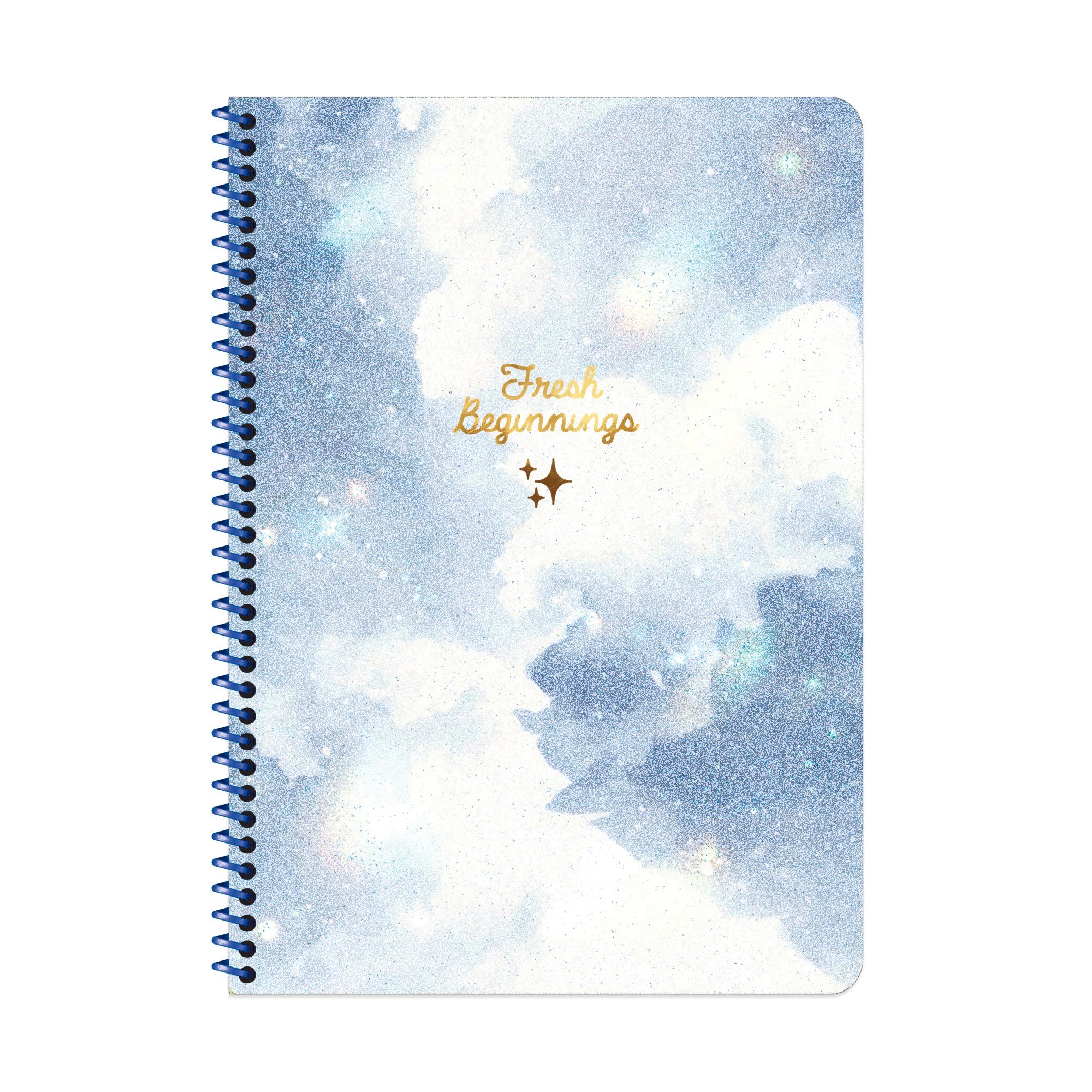 A4 Spiralli PP Kapak Kareli Sky Glitter Defter - Mavi