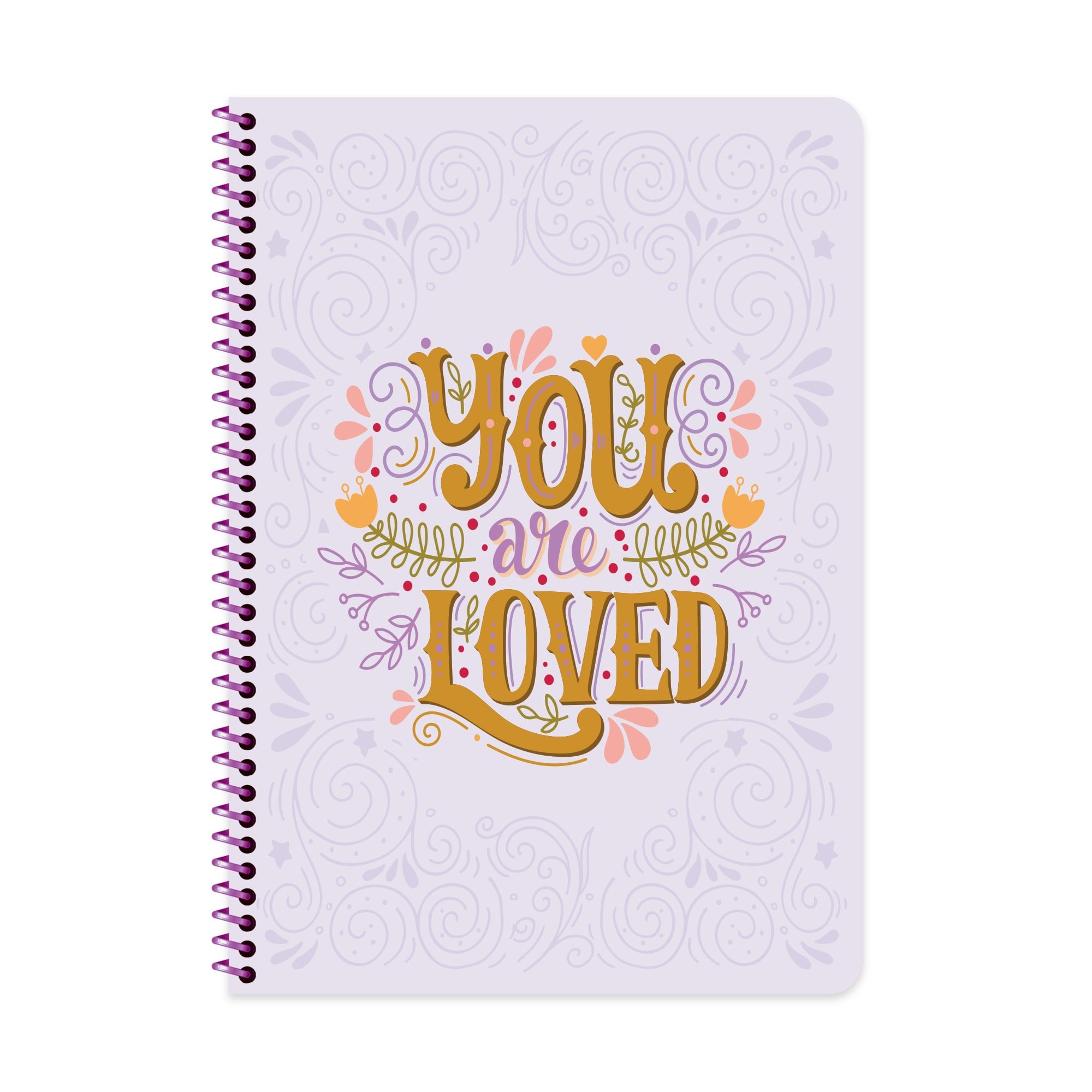A4 Tel Dikişli Plastik Kapak Çizgili Motto Defter - Mor