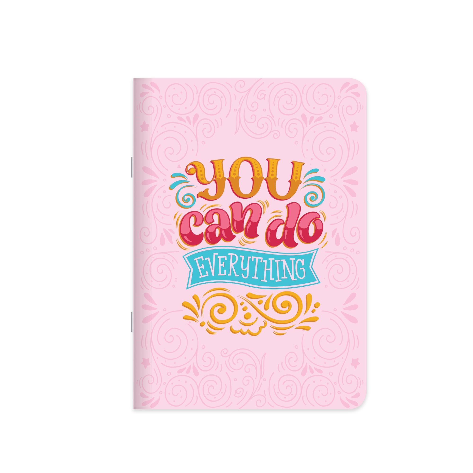 A4 Tel Dikişli Plastik Kapak Çizgili Motto Defter - Pembe