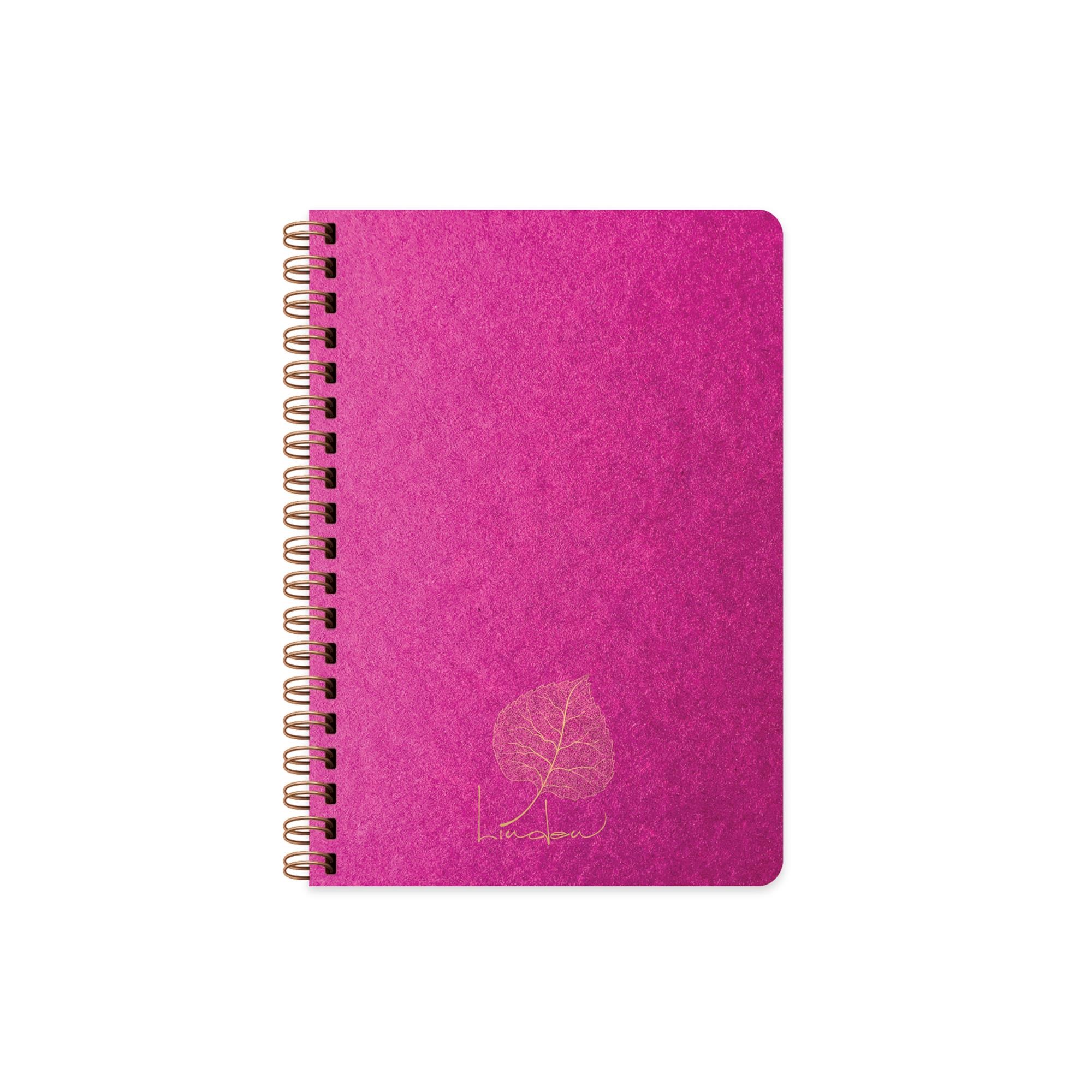 A5 Spiralli Karton Kapak Düz Linden Defter - Fuşya