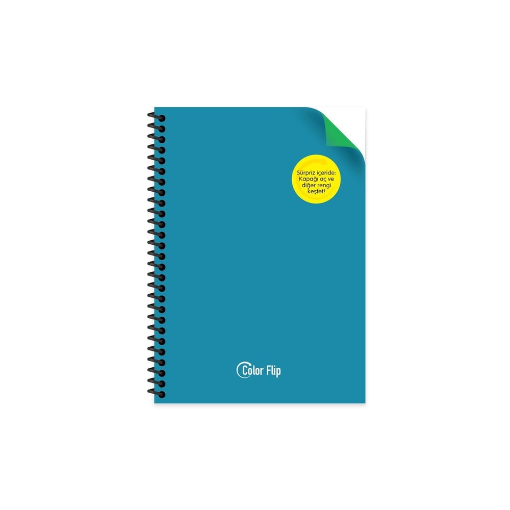 A5 Spiralli PP Kapak Çizgili Çift Renkli Defter - Mavi