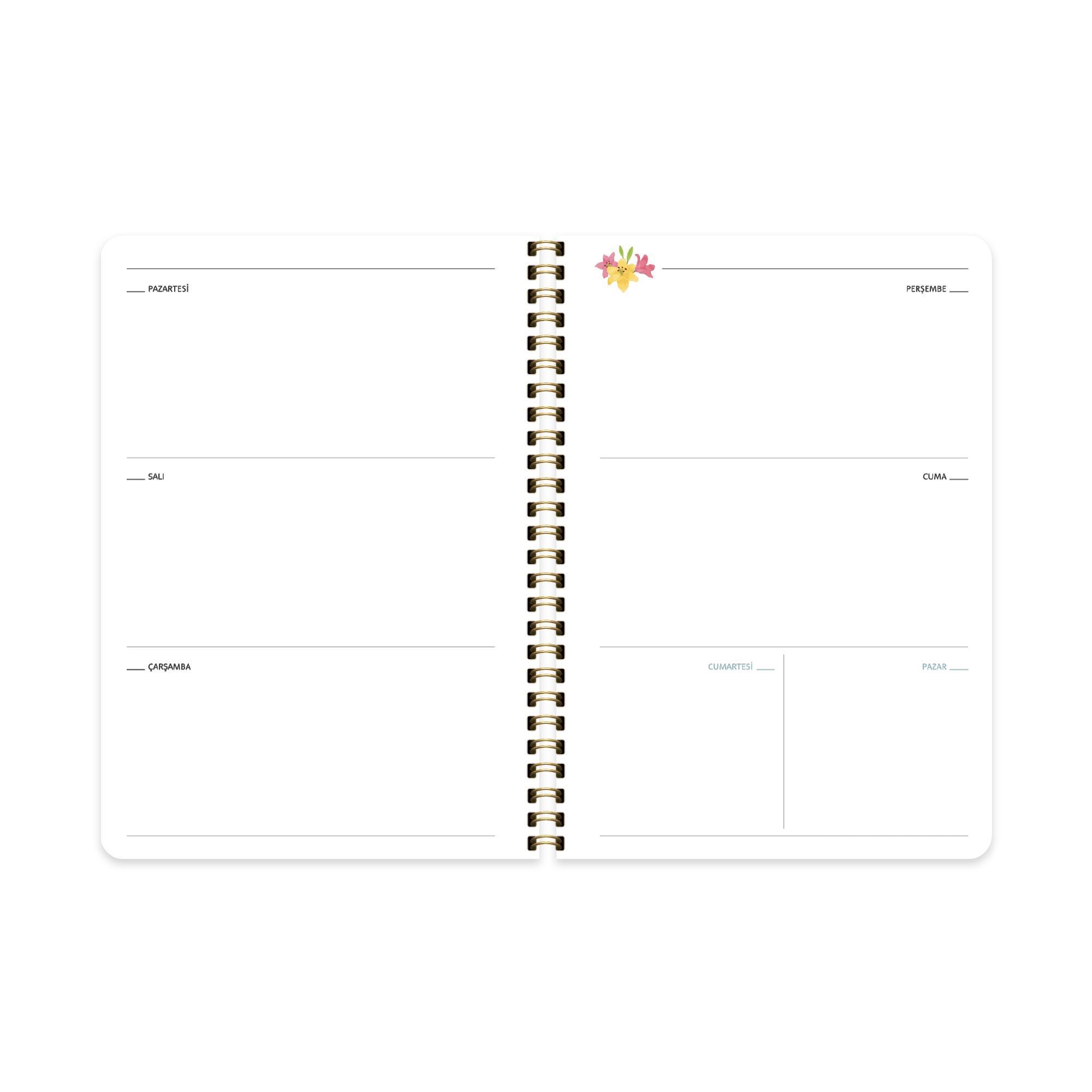 A5 Tarihsiz Haftalık Ajanda İlkbahar
