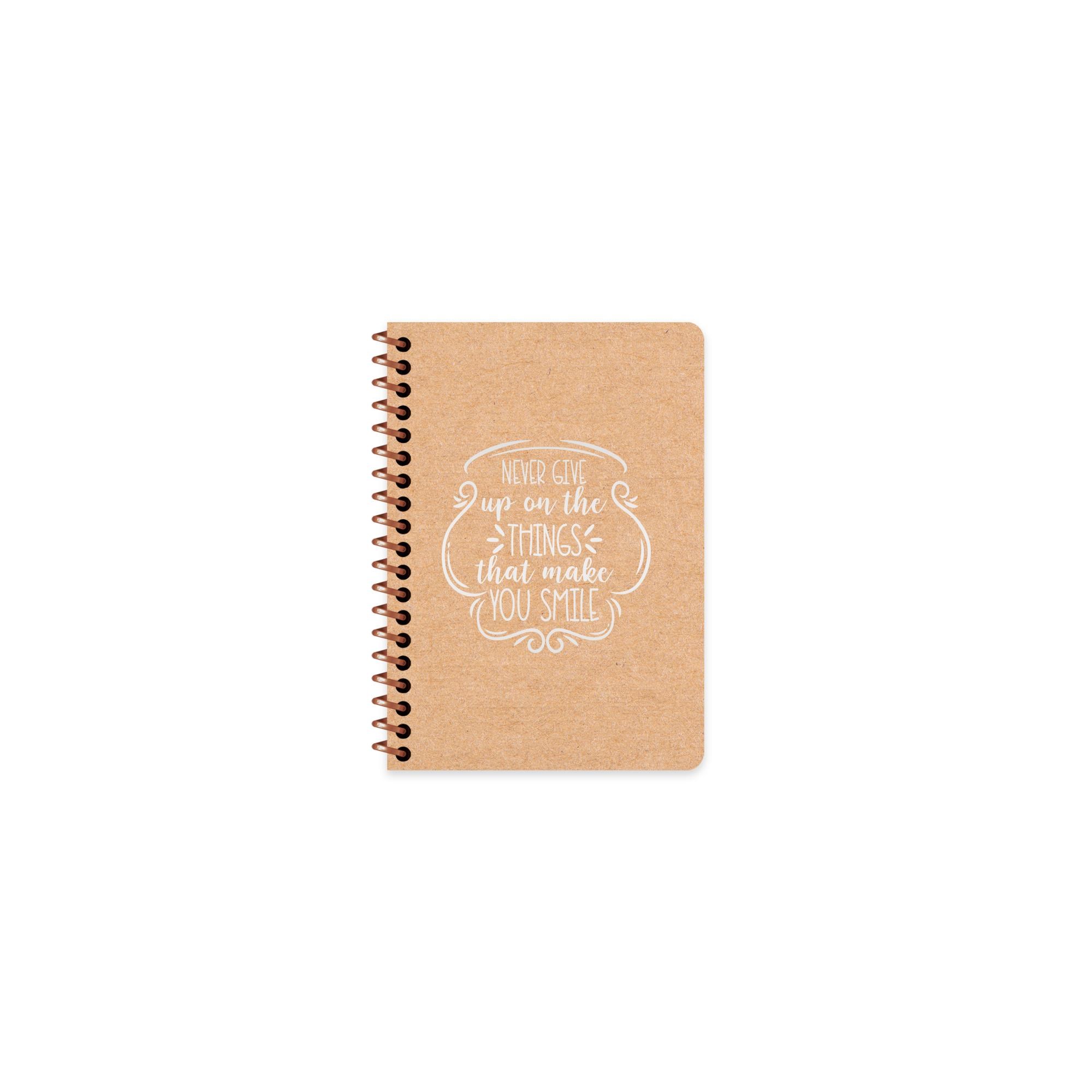 A6 Spiralli Kraft Kapak Çizgili Funky Defter - Smile