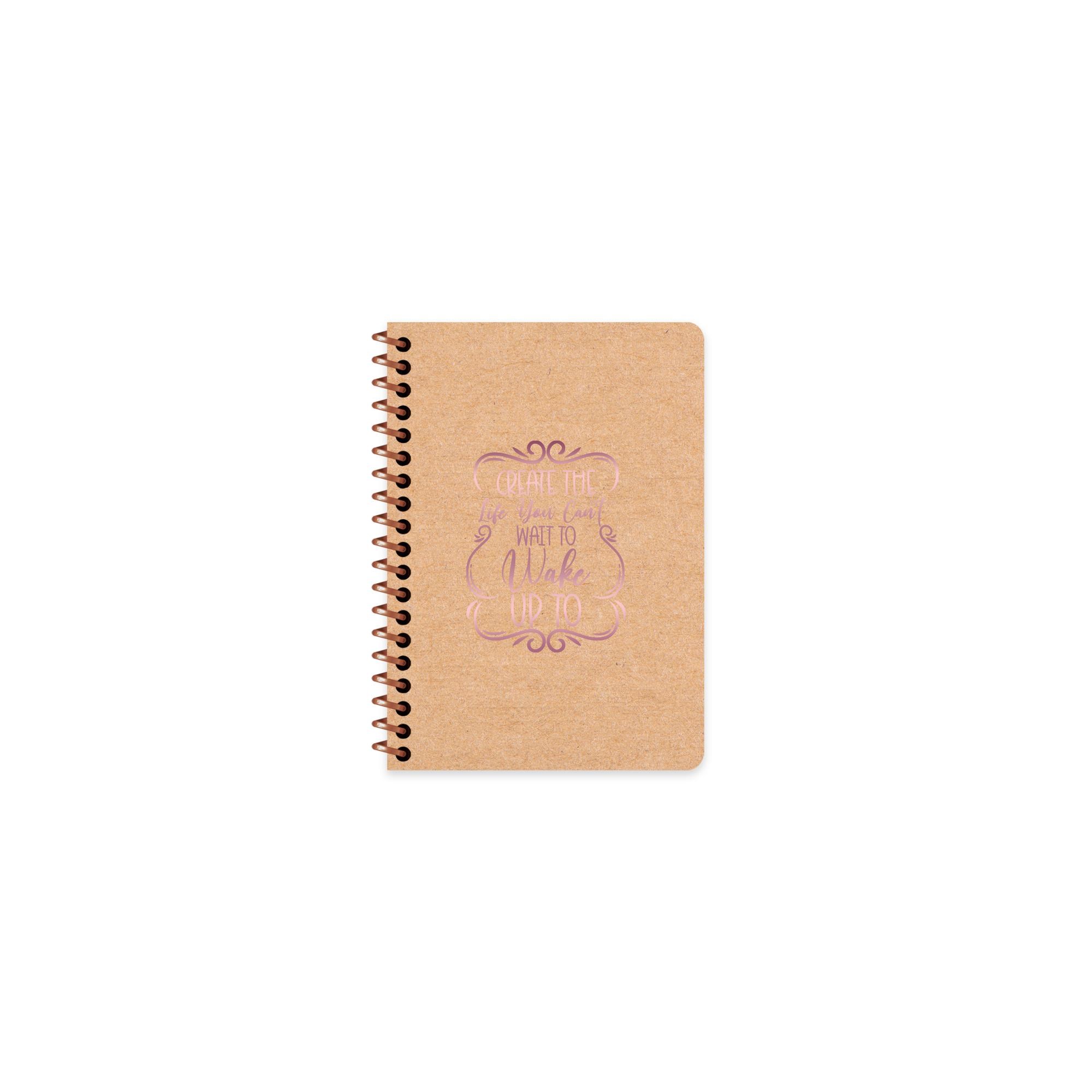 A6 Spiralli Kraft Kapak Çizgili Funky Defter - Wake Up To