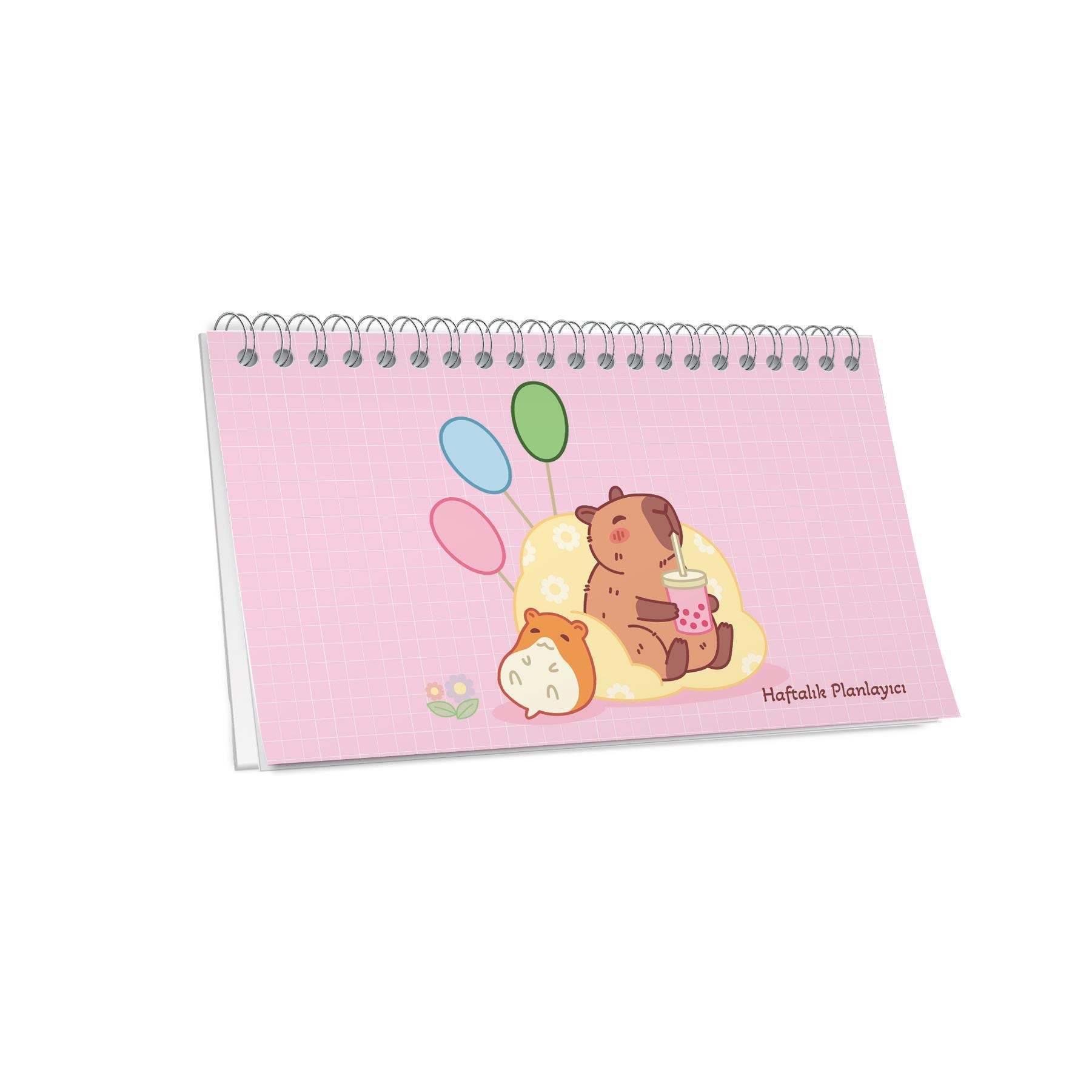 Capy 12,5x19 Spiralli Karton Kapak Planner - Koyu Pembe