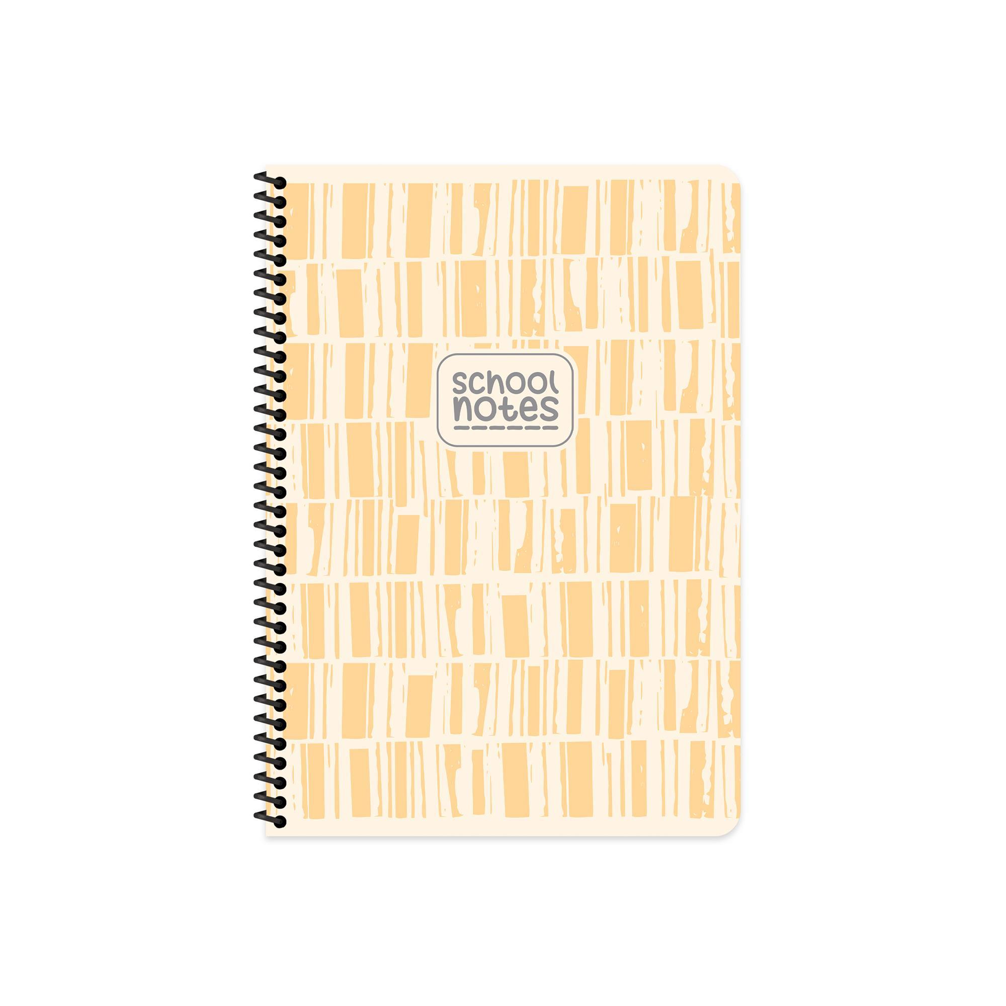 Çizgili Karton Kapak Spiralli Çizgi Defter Sarı 16,5*22,5 80 Yp