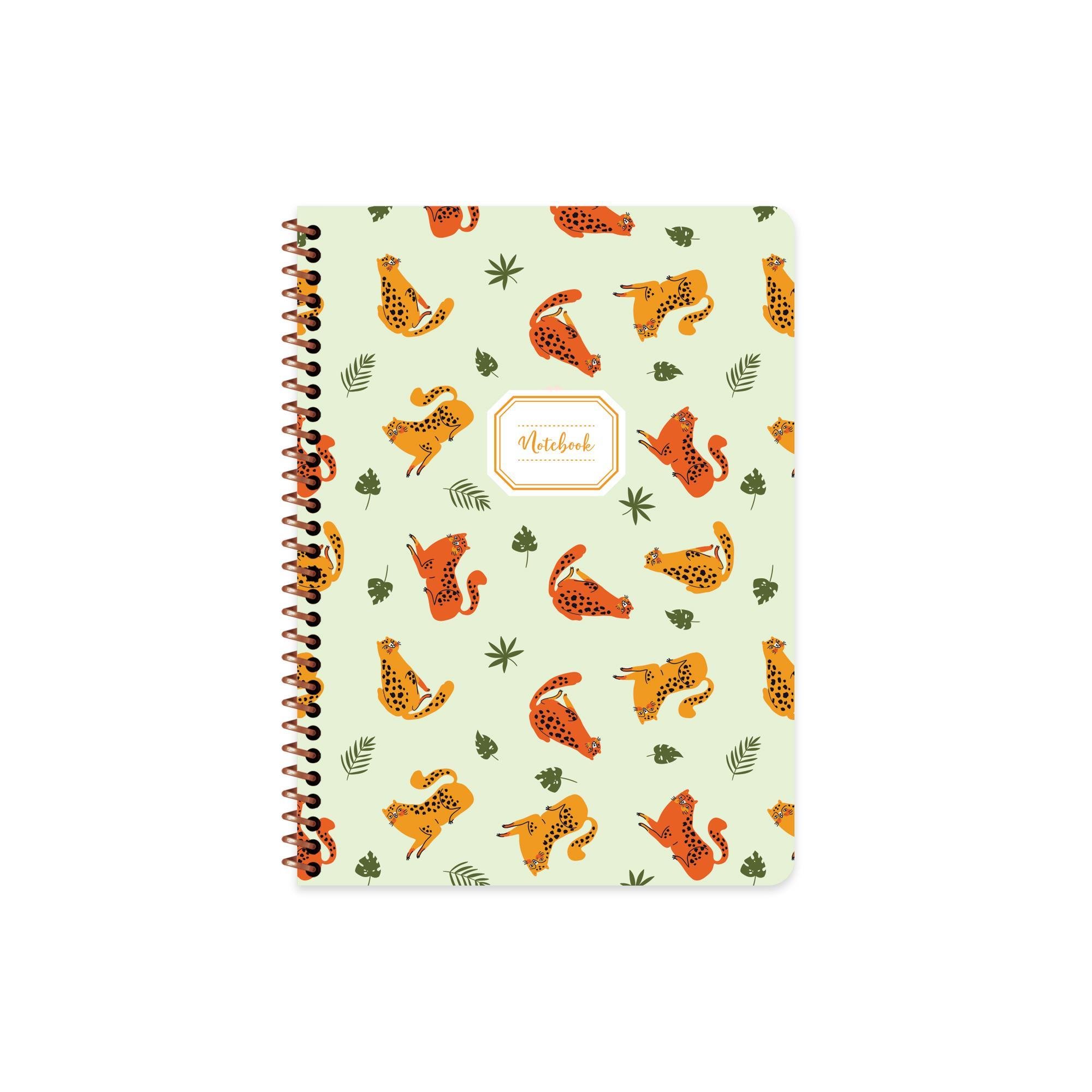 Çizgili Spiralli Hayvanlar Defter 16,5 x 22,5 CM - Kedi