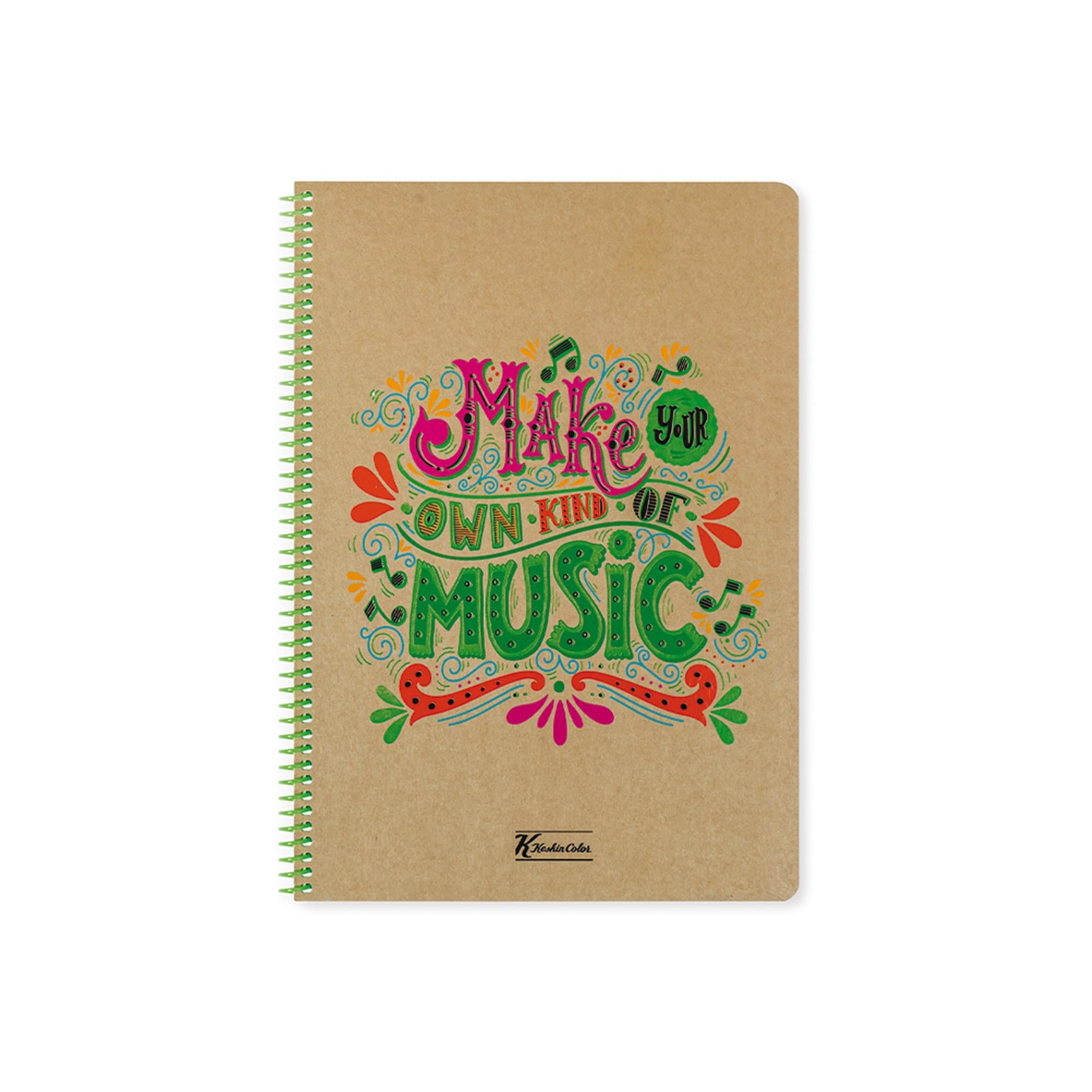 Çizgili Spiralli Sert Kapak Defter Doodles Music 16,5*22,5 80 Yp.