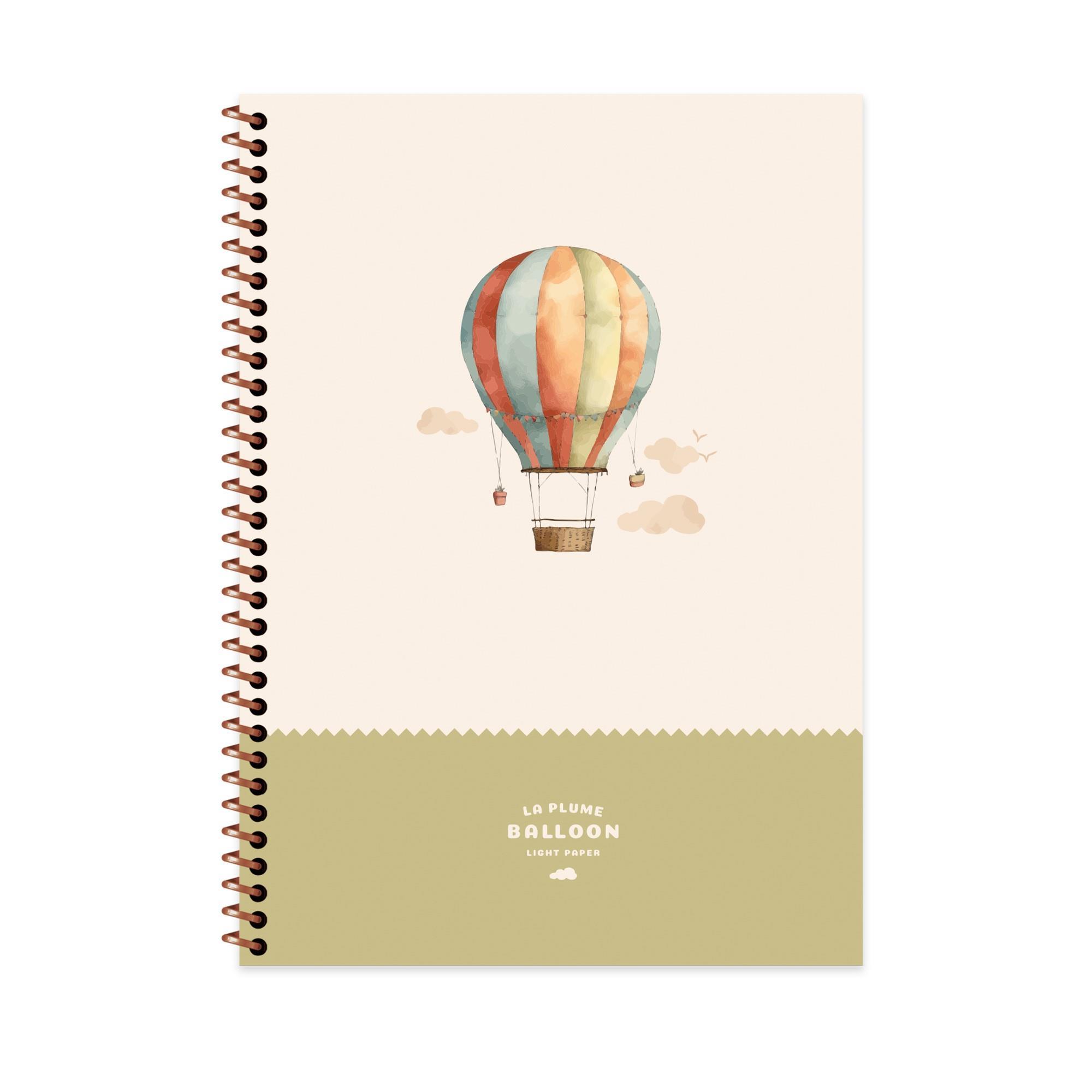 Çizgili Spiralli Sert Kapak Defter La Plume Balloon Yeşil 20x28