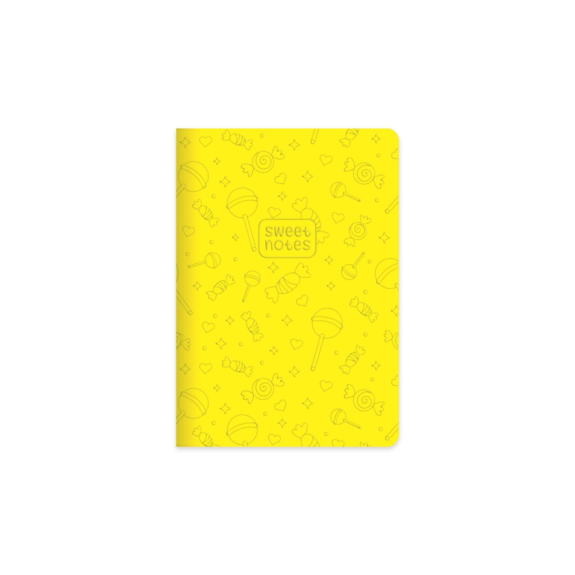 Çizgili  Termo deri ve Sert Kapak  Neon Şeker Defter 14 x 20 CM - Sarı