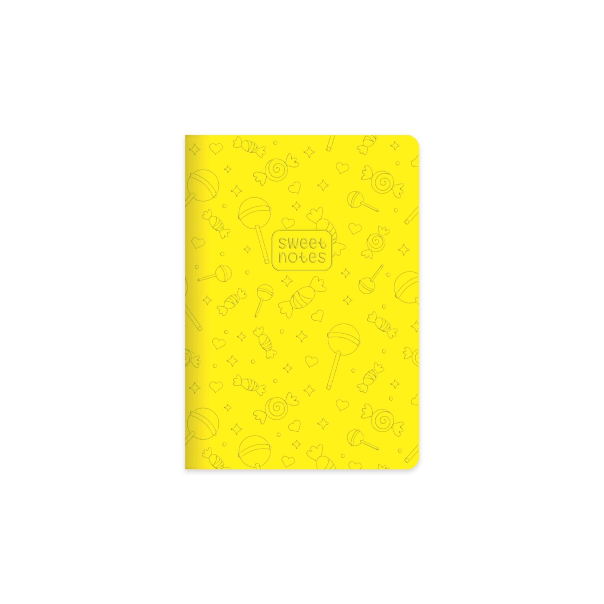 Çizgili  Termo deri ve Sert Kapak  Neon Şeker Defter 14 x 20 CM - Sarı