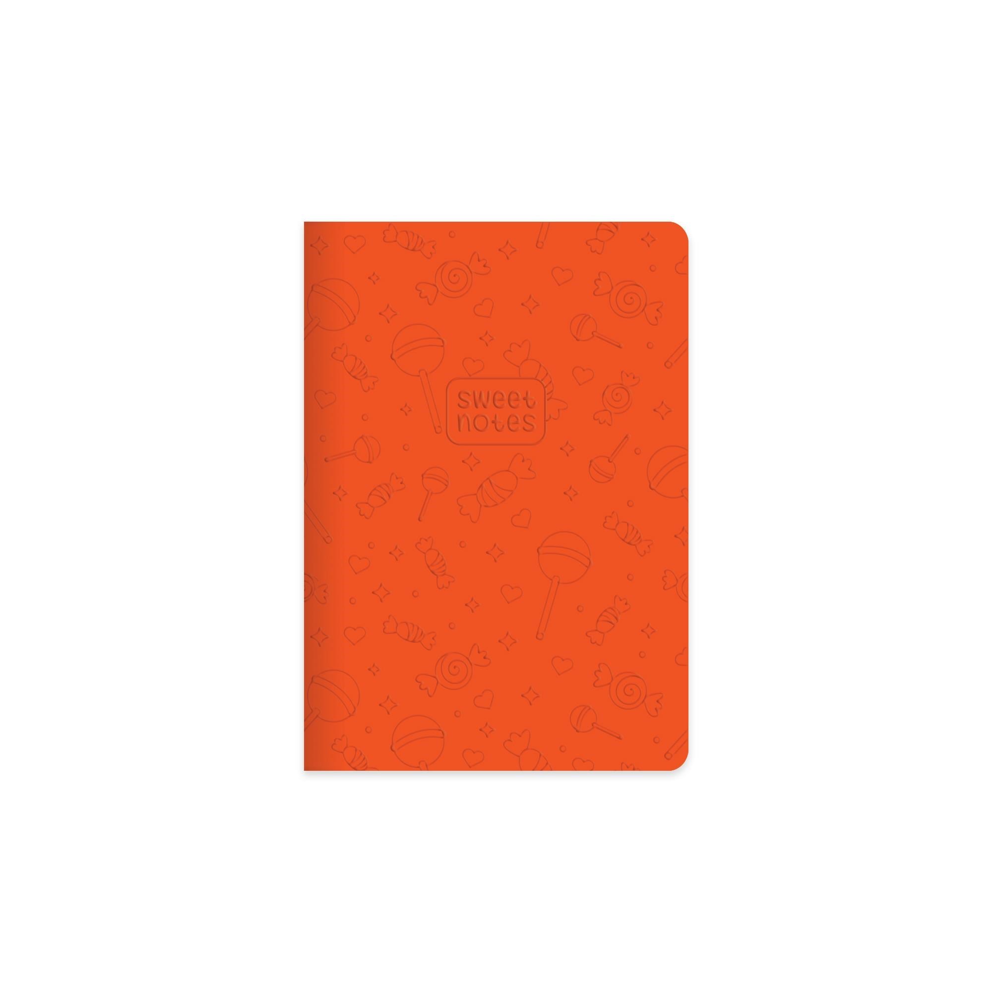 Çizgili  Termo deri ve Sert Kapak  Neon Şeker Defter 14 x 20 CM - Turuncu