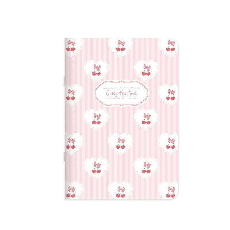 Düz Kuşe Kapak Kurdele Stickerli Defter 18,5 x 26 CM - Kiraz