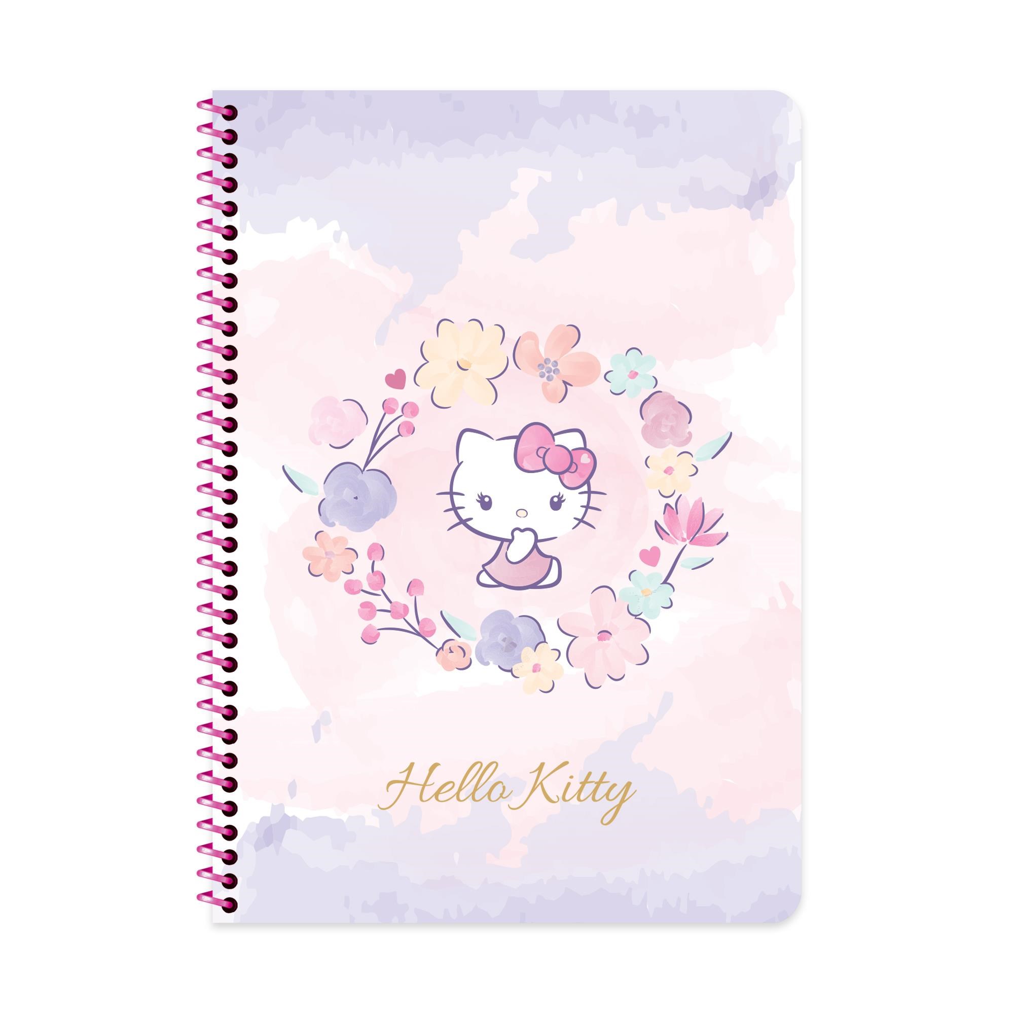 Hello Kitty A4 Spiralli Karton Kapak Çizgili Defter - Mor