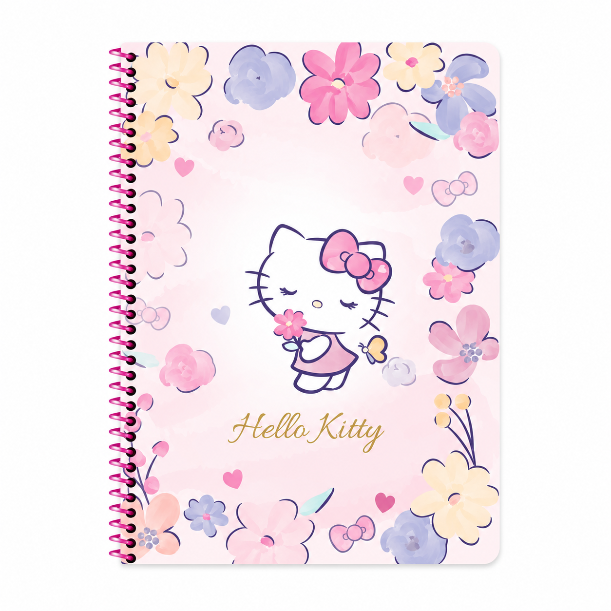 Hello Kitty A4 Spiralli Karton Kapak Çizgili Defter - Karışık Renkler