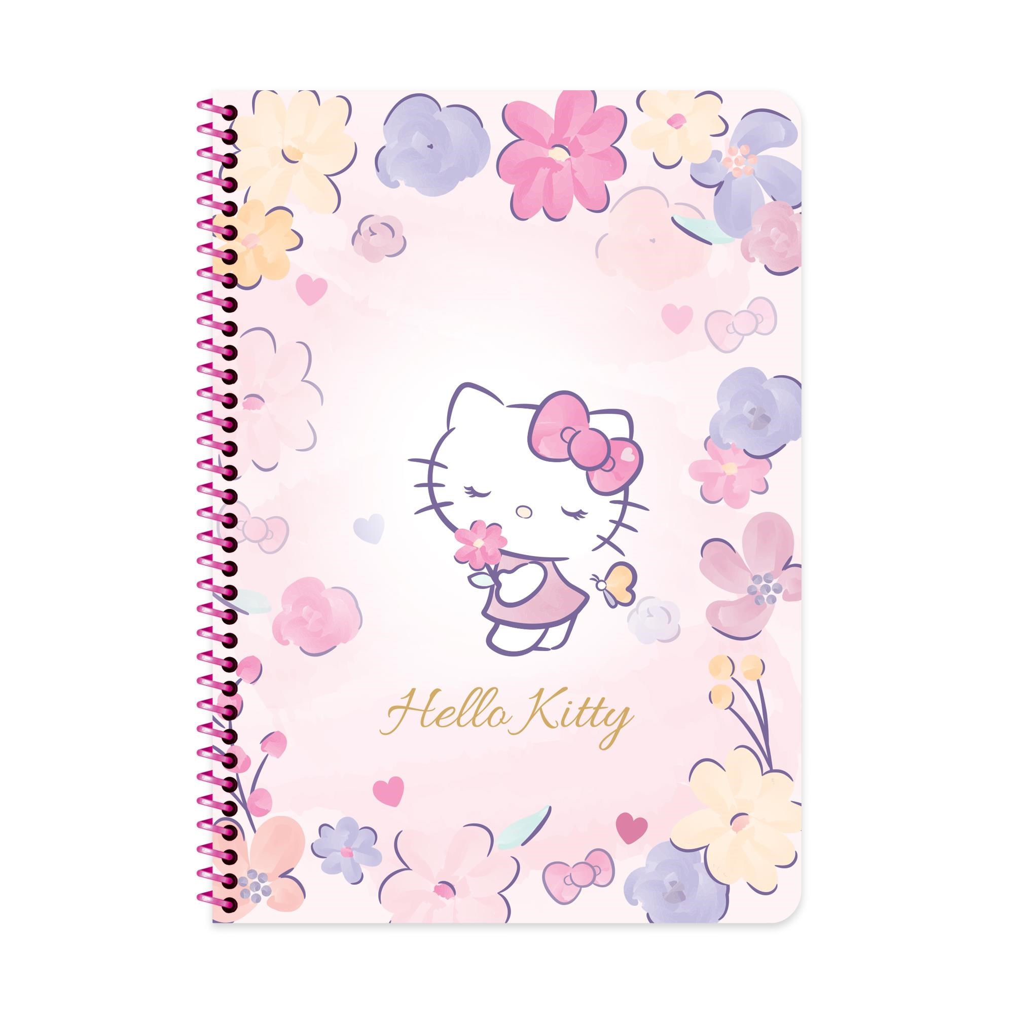 Hello Kitty A4 Spiralli Karton Kapak Çizgili Defter - Karışık Renkler