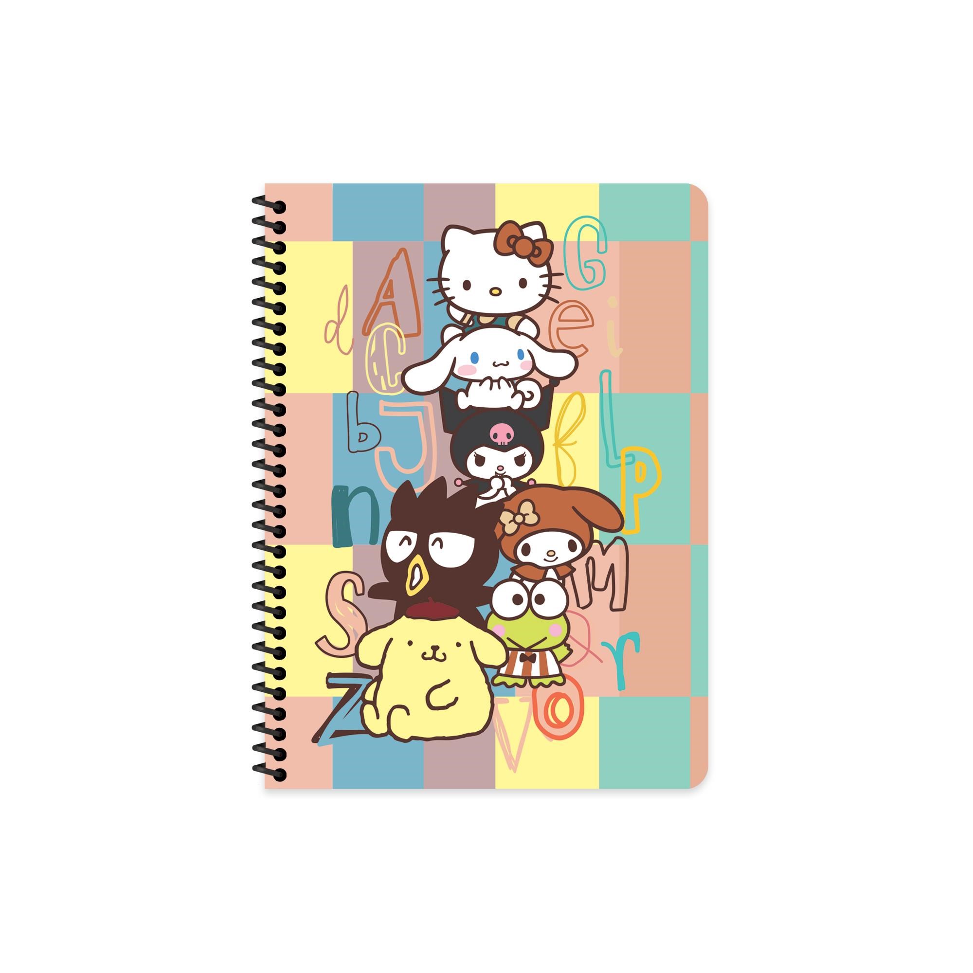Hello Kitty and Friends 16,5x22,5 Spiralli Karton Kapak Çizgili Defter - Çok Renkli