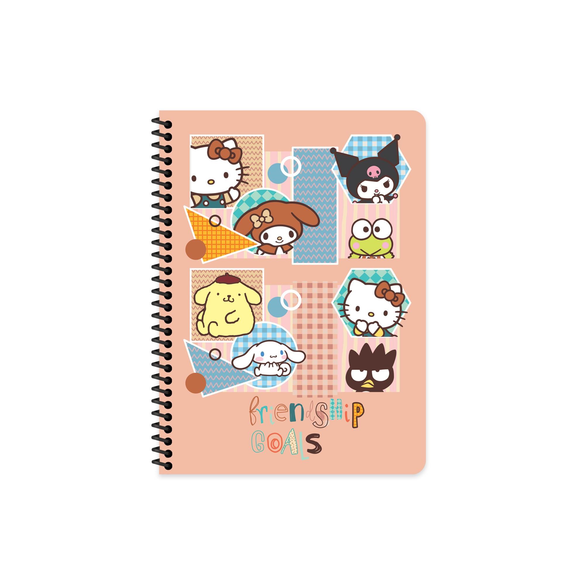 Hello Kitty and Friends 16,5x22,5 Spiralli Karton Kapak Çizgili Defter - Turuncu