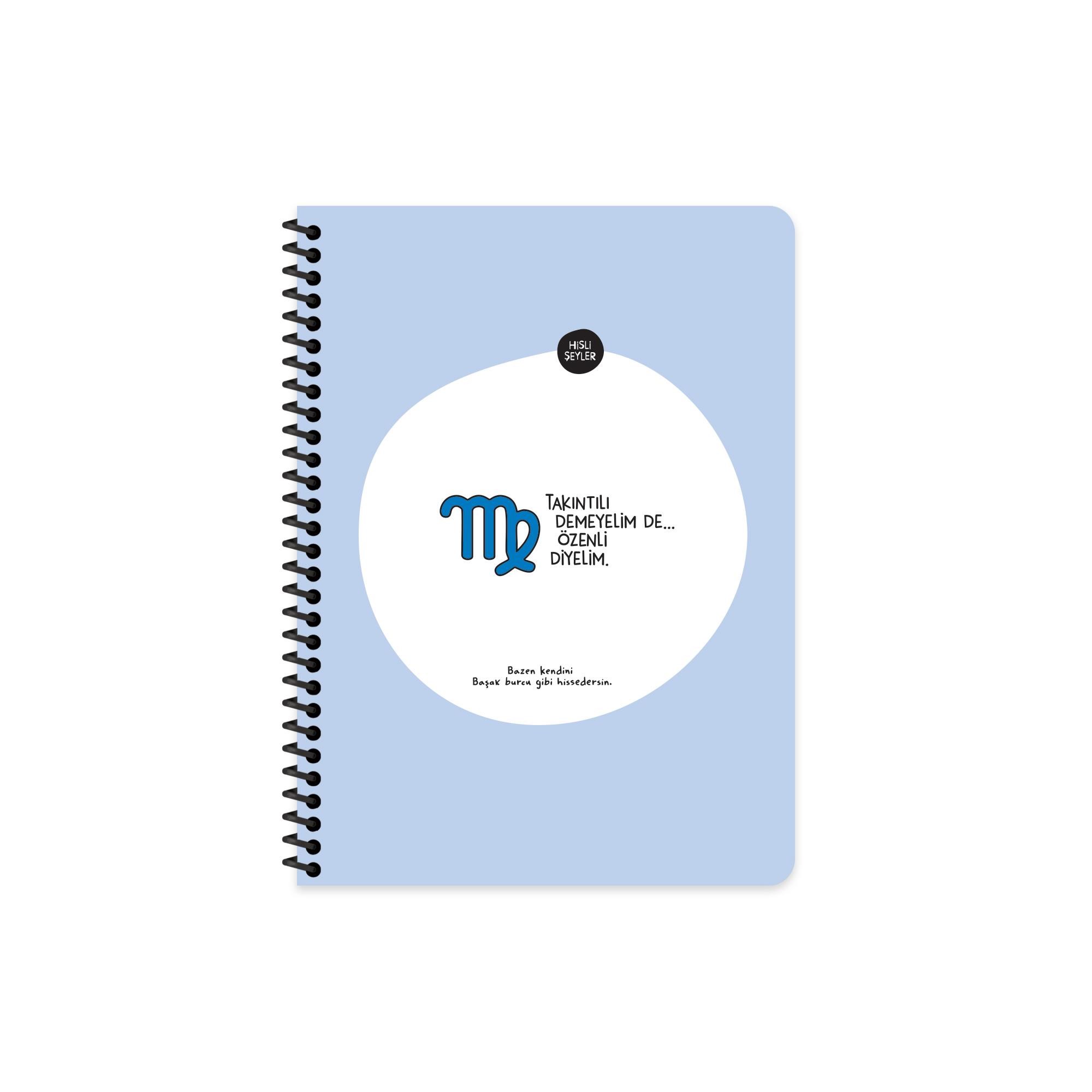 Hisli Şeyler 16,5x22,5 Spiralli Karton Kapak Stickerli Kareli Burçlar Serisi Defter - Kibirli Demeyelim De Özgüveni Yüksek 