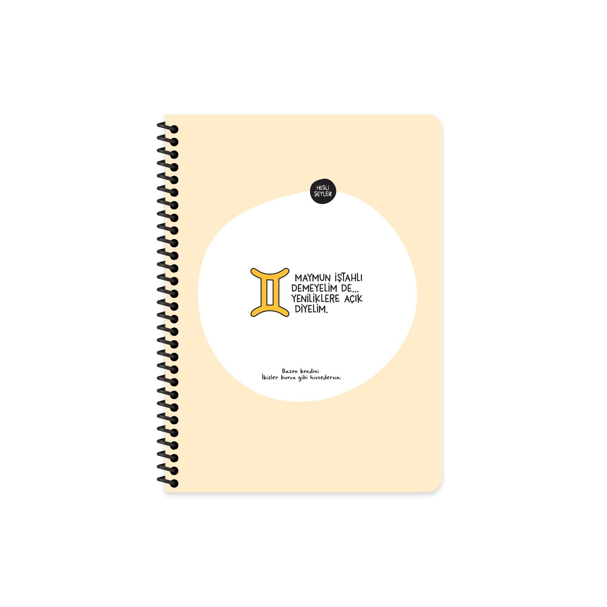 Hisli Şeyler 16,5x22,5 Spiralli Karton Kapak Stickerli Kareli Burçlar Serisi Defter - İnatçı Demeyelim De Kararlı Diyelim