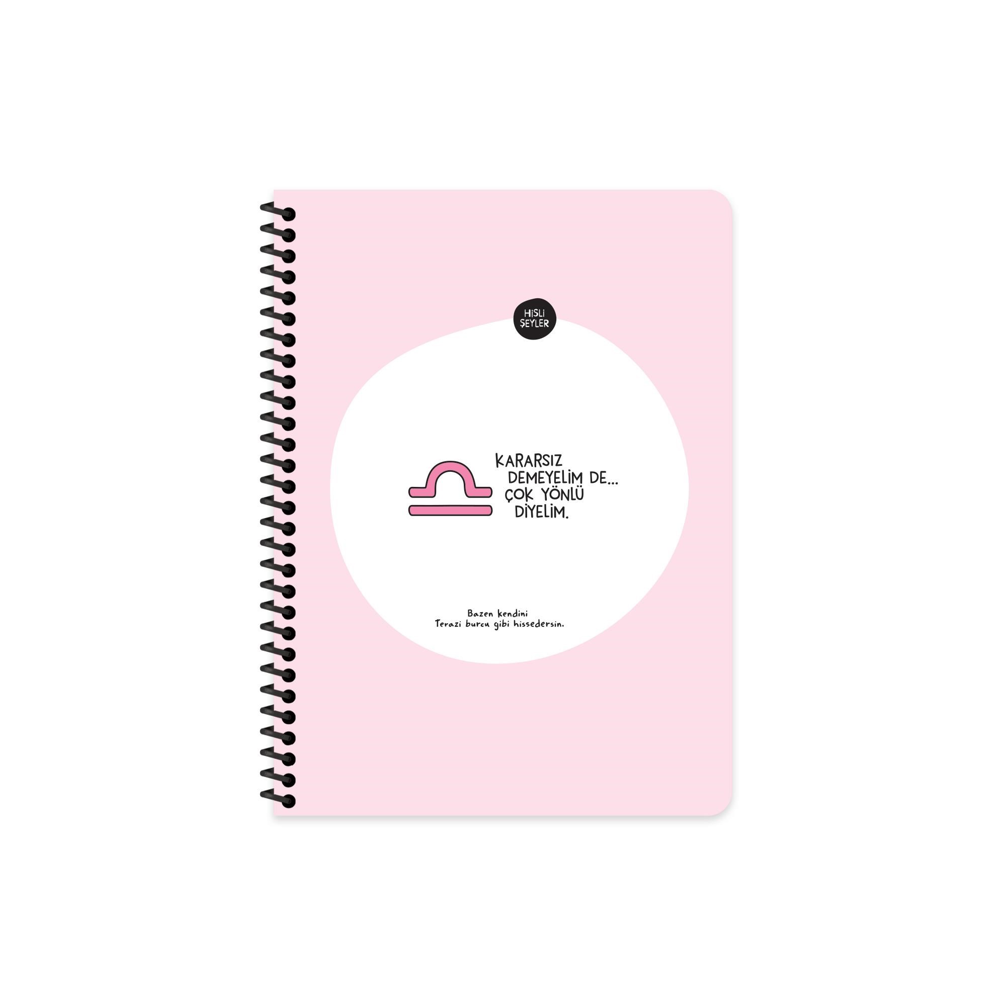 Hisli Şeyler 16,5x22,5 Spiralli Karton Kapak Stickerli Çizgili Burçlar Serisi Defter - Kararsız Demeyelim De Çok Yönlü Diyelim