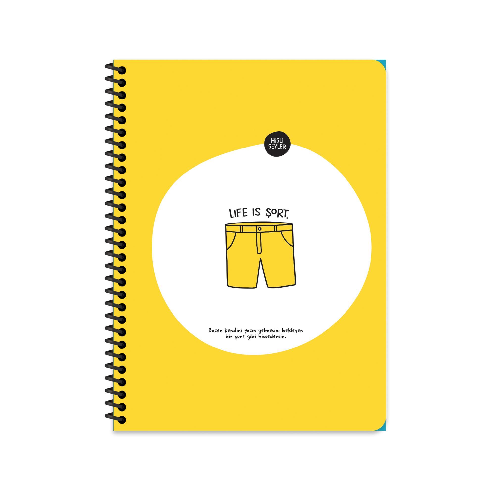 Hisli Şeyler 18.5x25 Kareli Defter - Life Is Şort 