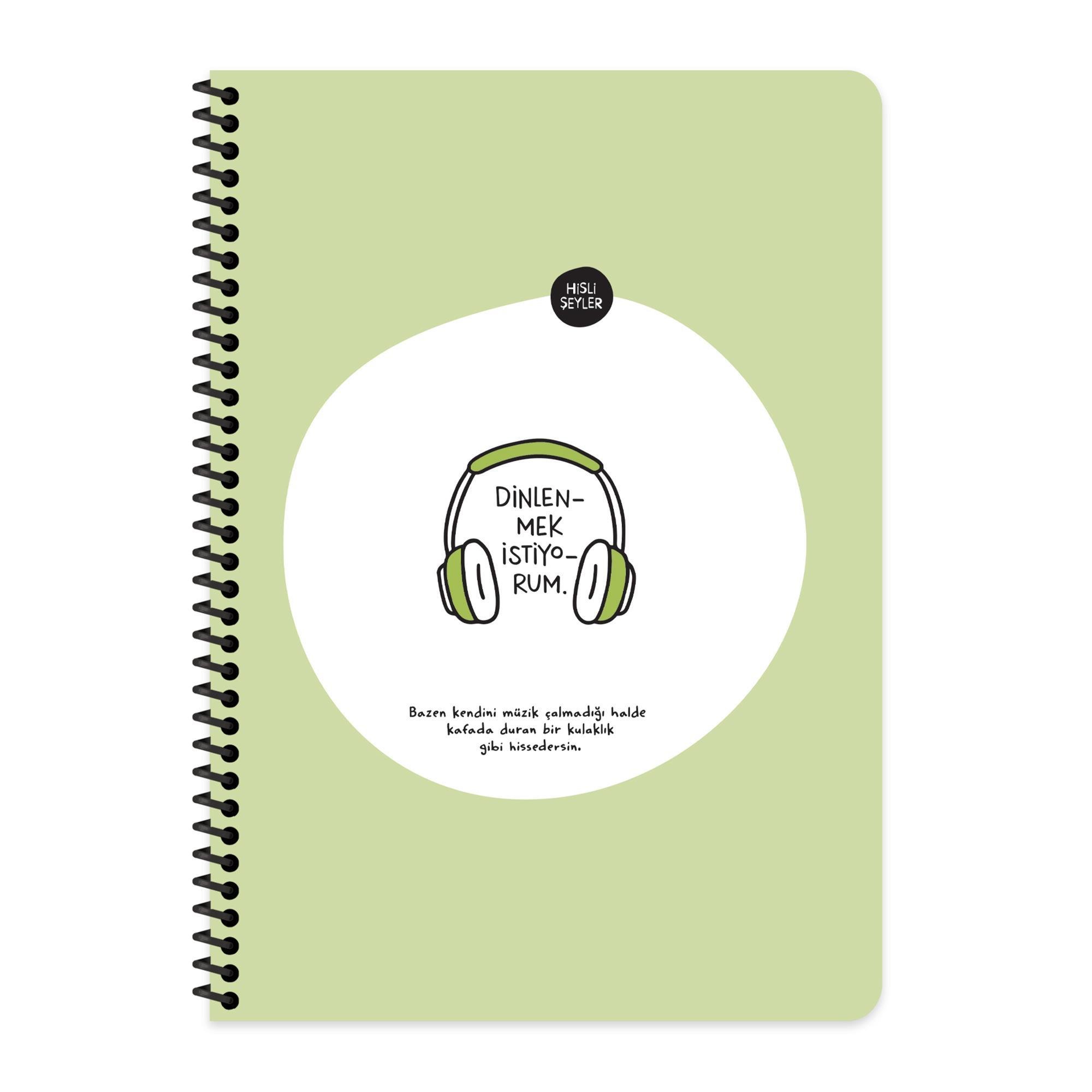 Hisli Şeyler A4 Çizgili Spiralli Stickerli Defter Dinlenmek İstiyorum