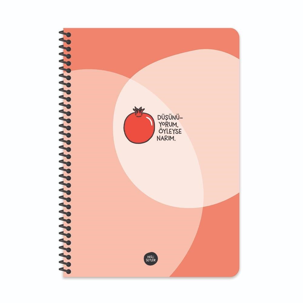 Hisli Şeyler A4 Kareli Spiralli Defter - Düşünüyorum Öyleyse Narım