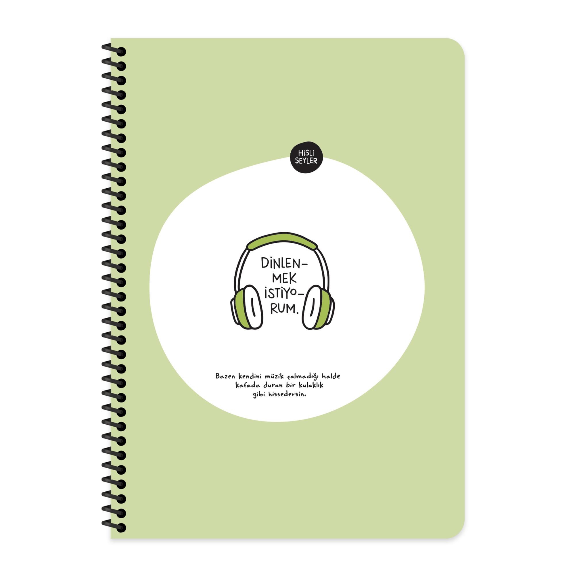 Hisli Şeyler A4 Kareli Spiralli Stickerli Defter Dinlenmek İstiyorum
