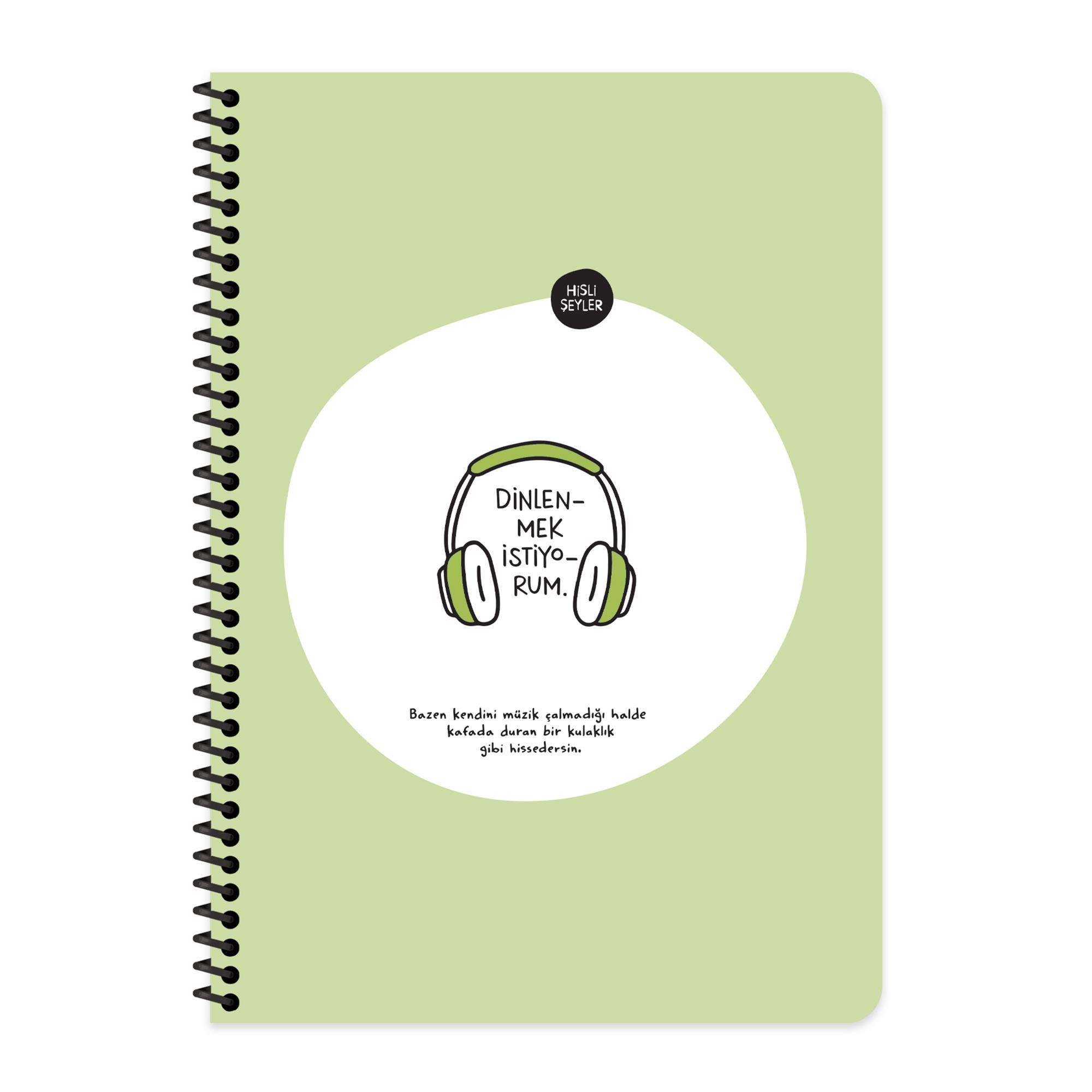 Hisli Şeyler A4 Kareli Spiralli Stickerli Defter Dinlenmek İstiyorum