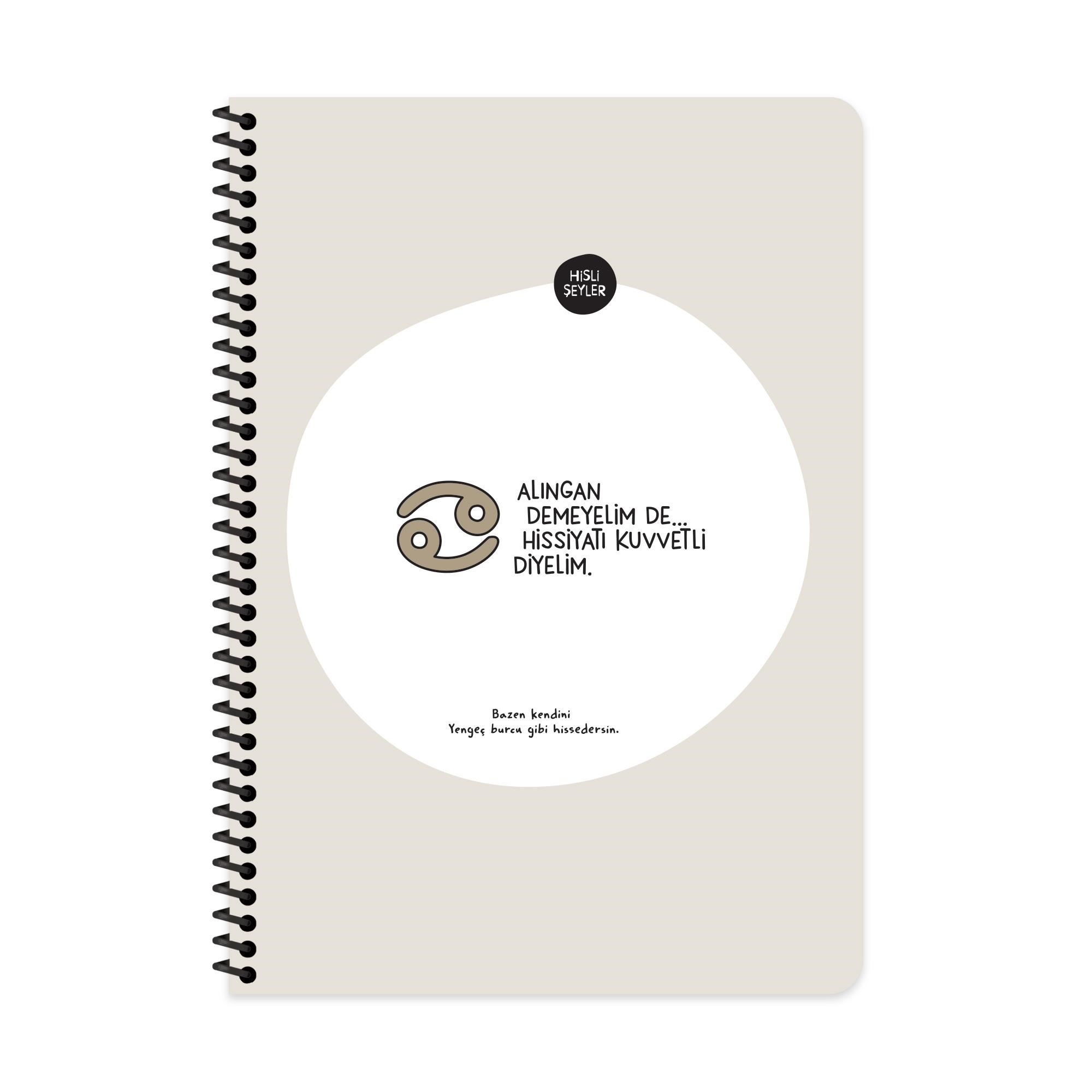 Hisli Şeyler A4 Spiralli Karton Kapak Kareli Stickerli Burçlar Serisi Defter - Kibirli Demeyelim De Özgüveni Yüksek Diyelim