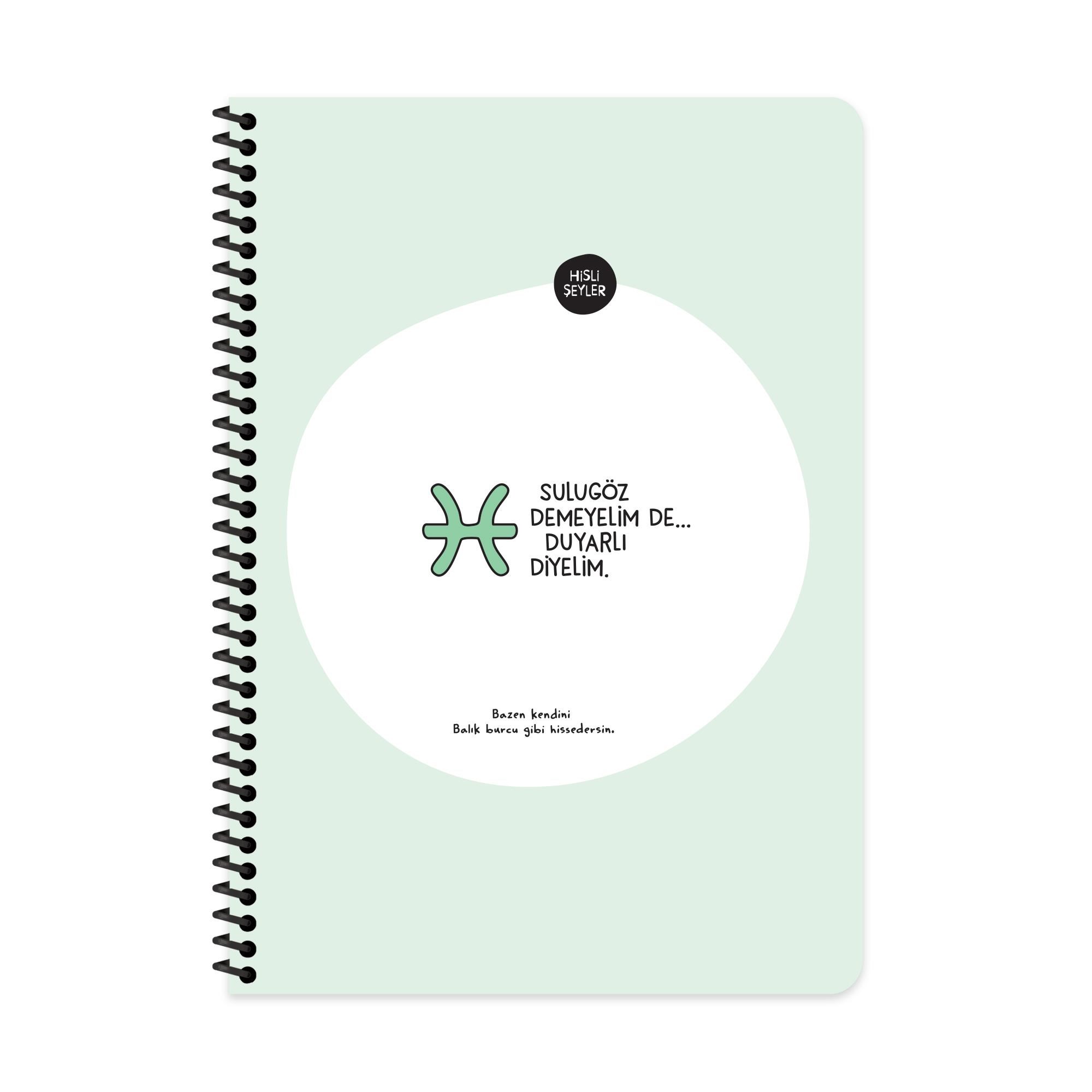 Hisli Şeyler A4 Spiralli Karton Kapak Kareli Stickerli Burçlar Serisi Defter - Sulugöz Demeyelim De Duyarlı Diyelim