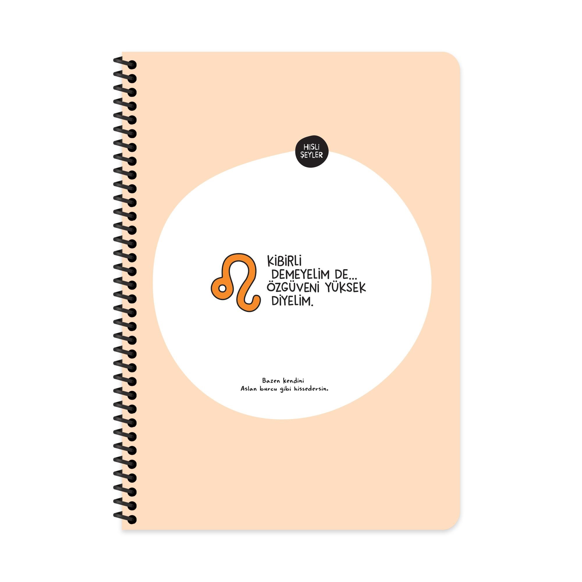Hisli Şeyler A4 Spiralli Karton Kapak Kareli Stickerli Burçlar Serisi Defter - Kıskanç Demeyelim De Tutkulu Diyelim