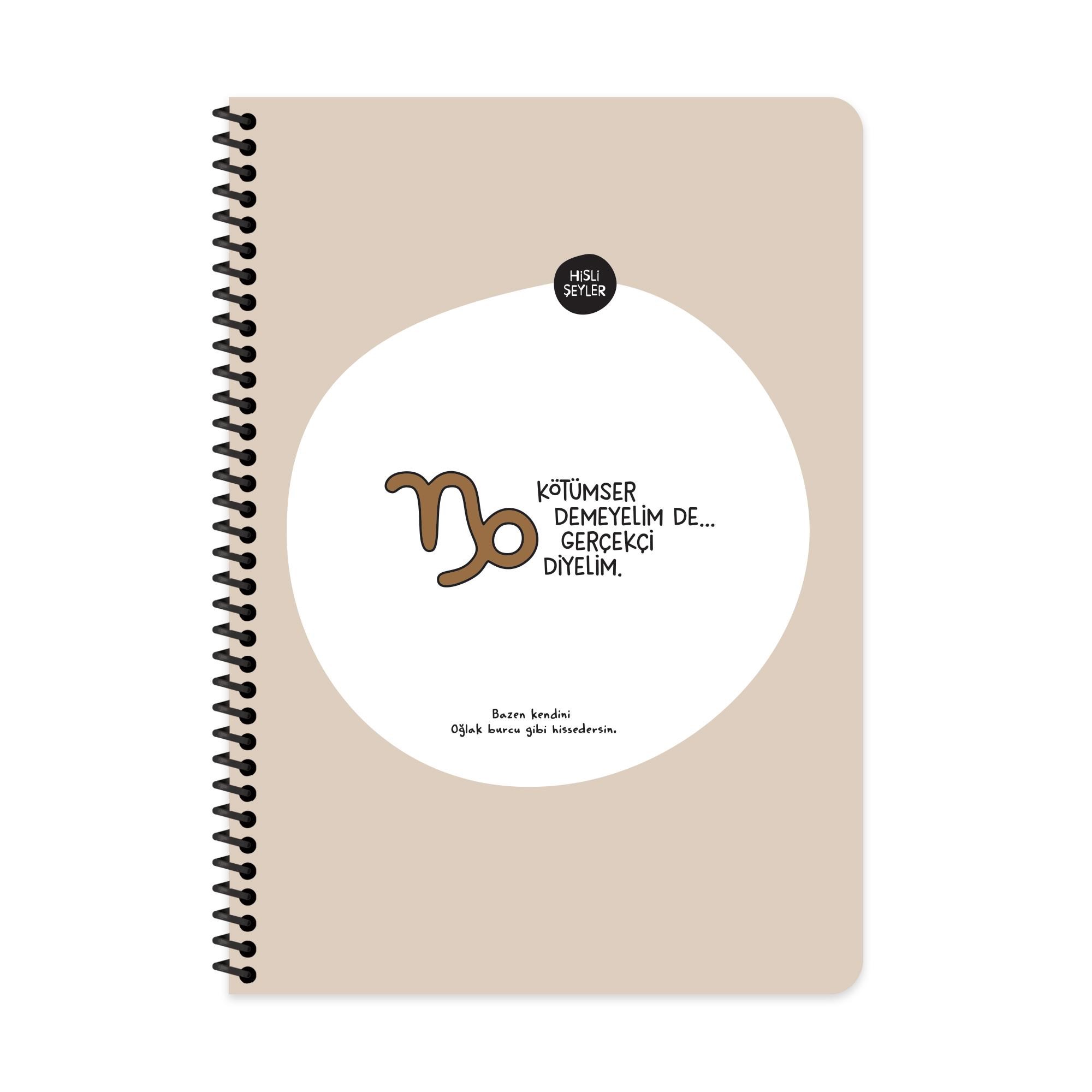 Hisli Şeyler A4 Spiralli Karton Kapak Kareli Stickerli Burçlar Serisi Defter - Kötümser Demeyelim De Gerçekçi Diyelim