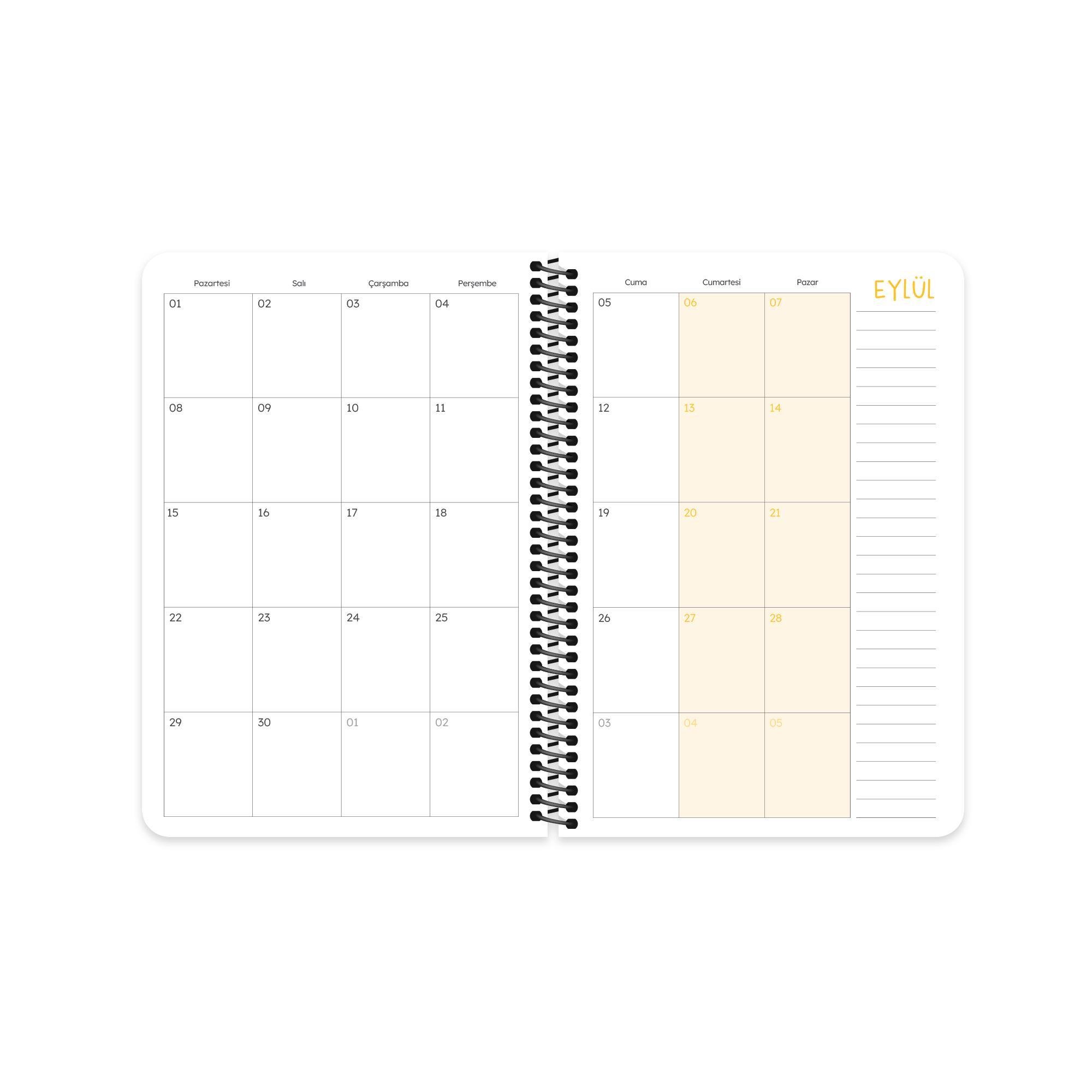 Hisli Şeyler A5 Spiralli Akademik Ajanda - Kralı Gelse Tanımam