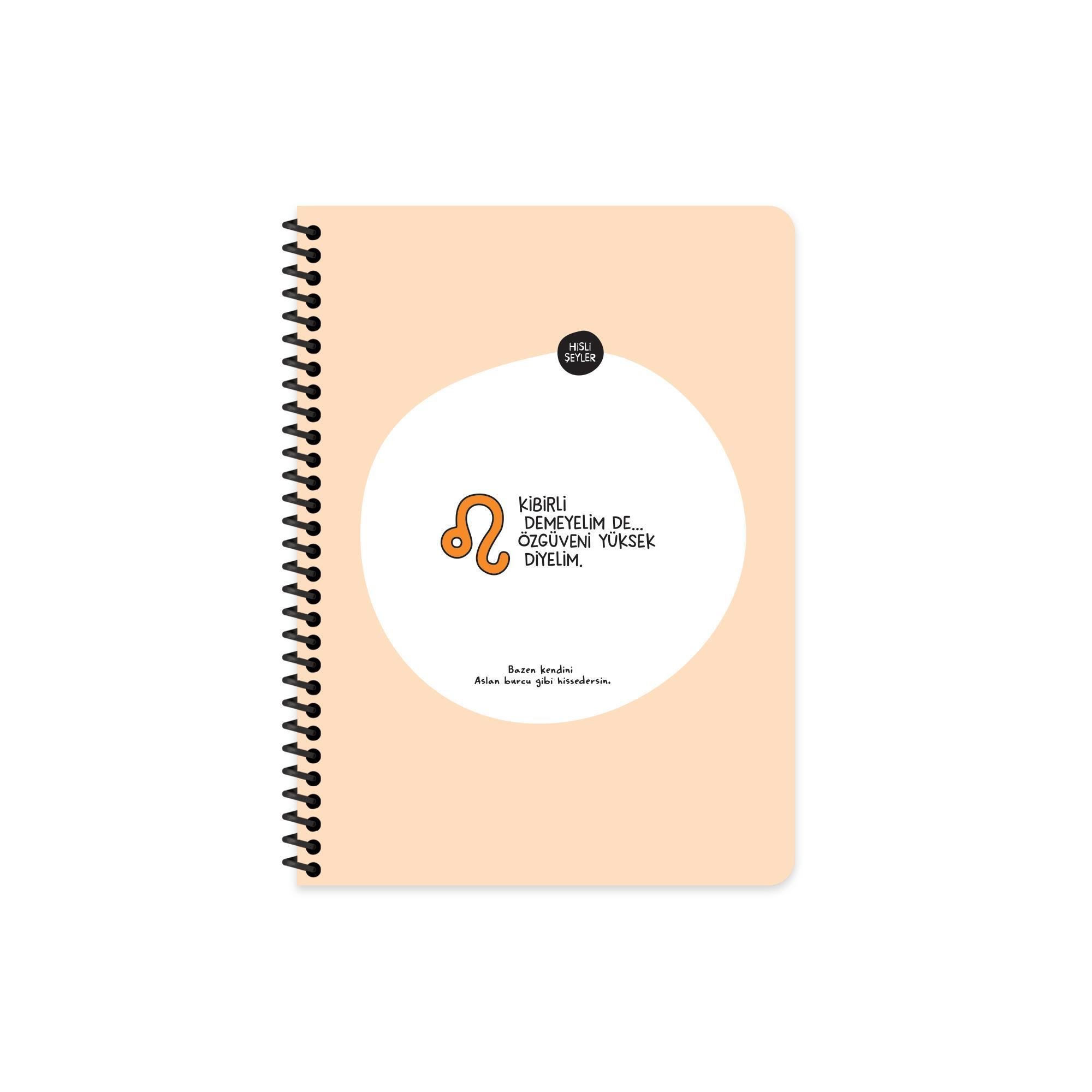 Hisli Şeyler Burçlar Serisi 16,5x22,5 Kareli Spiralli Stickerli Defter - Kibirli Demeyelim De Özgüveni Yüksek Diyelim