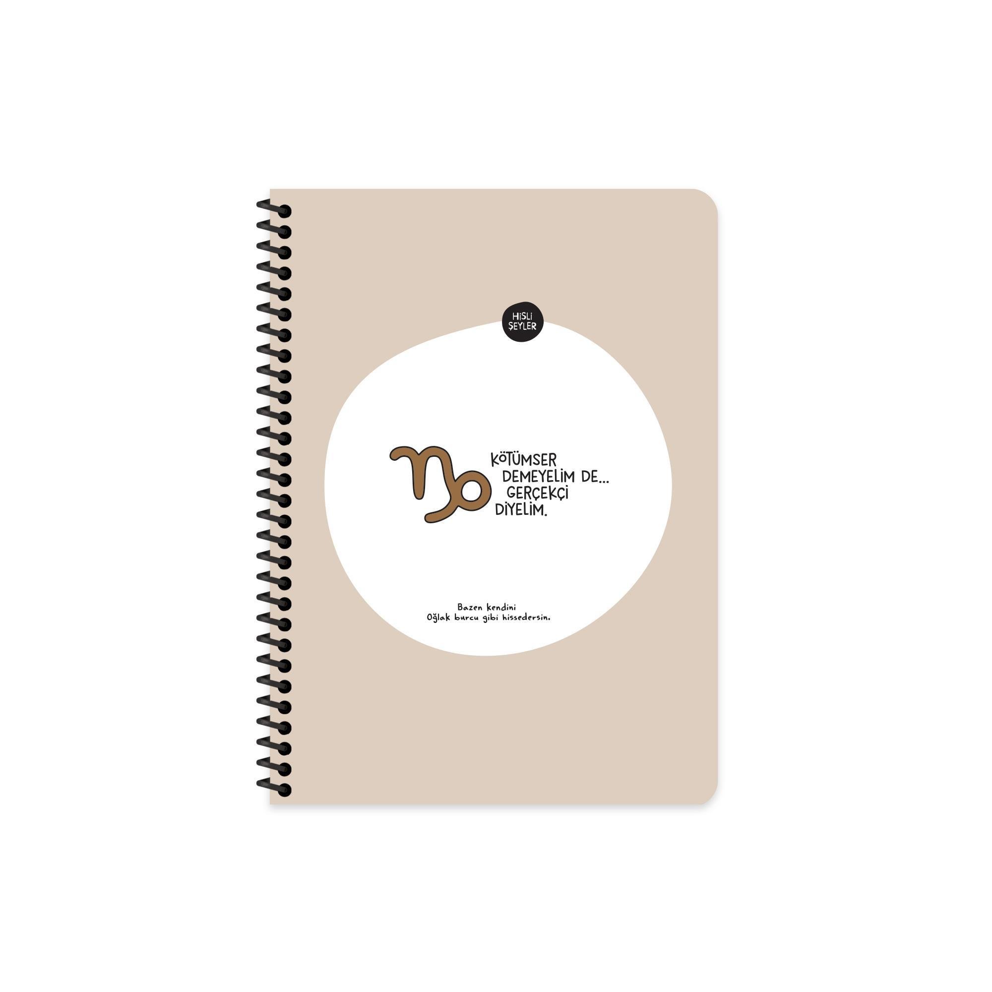 Hisli Şeyler Burçlar Serisi 16,5x22,5  Kareli Spiralli Stickerli Defter - Kötümser Demeyelim De Gerçekçi Diyelim